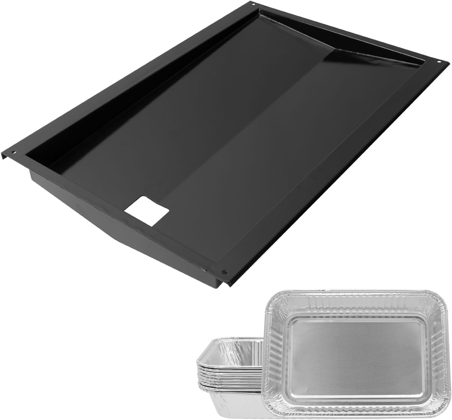 67767/67758 Grease Tray with 6415 Aluminum Liner for Weber Genesis 300 Series with Side Control Knob Grills(2007-2010), Catch Pan for Genesis E310 E320 Gas Grills 23.6" x 16.1"