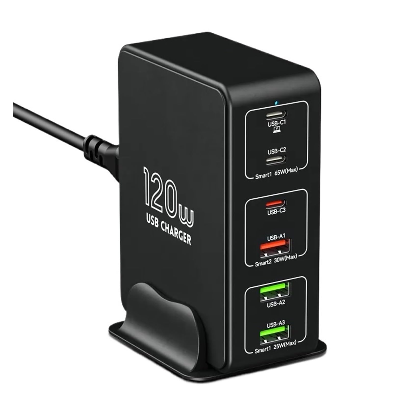 Ładowarka 120 W 6-portowa Biurkowa Z Wieloma Portami USB Szybka 100 PD PPS QC4.0 MożLiwość Szybkiego łAdowania