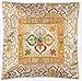 BUDDHAFIGUREN Decoración budista - Funda de almohada con Vishvadorje - oro blanco 40 x 40 cm