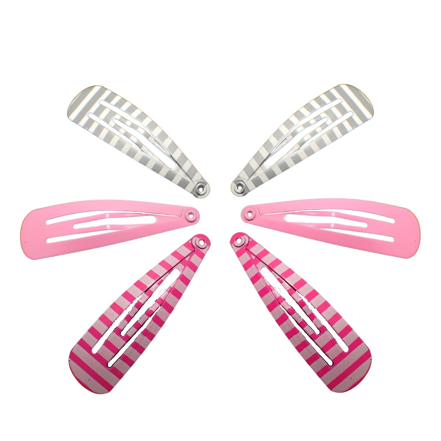 Topkids Accessories Pattern Hair Snap Hair Clips Hair Clip Toddler Hair Clips Women Metal Hair Clips Toddler Hair Clips Hair Accessories for Women & Hair Accessories for Girls (Stripe Silver Pink)