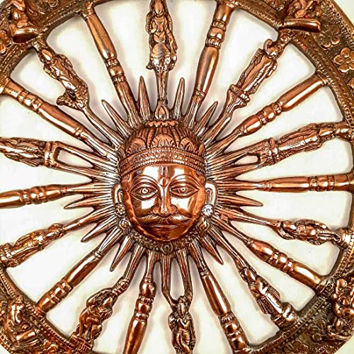 Image of Apka Mart The Online Shop Sun Chakra Wall Hanging Metal (15 Inch | Copper) for Wall Decor, Home Decor, Room Decor, Vastu and Gifts