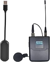 Vista 1 de Micrófono Lavalier inalámbrico con receptor USB, distancia de recepción de 132 pies, captación de sonido sensible, reducción de ruido inteligente