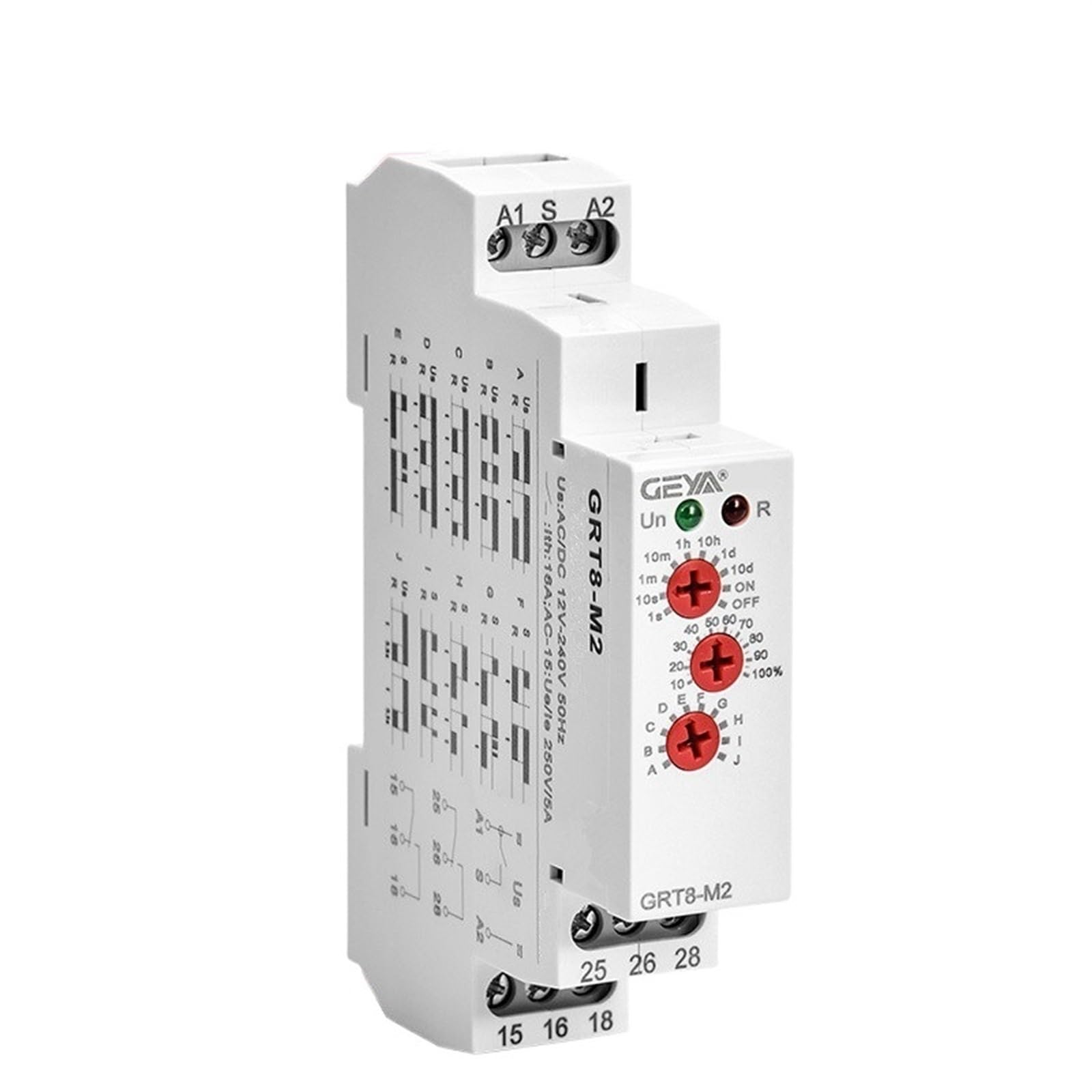 COKYIS Relé Temporizador multifunción Ajustable GRT8-M con 10 Opciones de Funciones AC DC 12V 24V 220V 230V relé de Tiempo Carril DIN (Size : GRT8-M2 ACDC12V-240V)