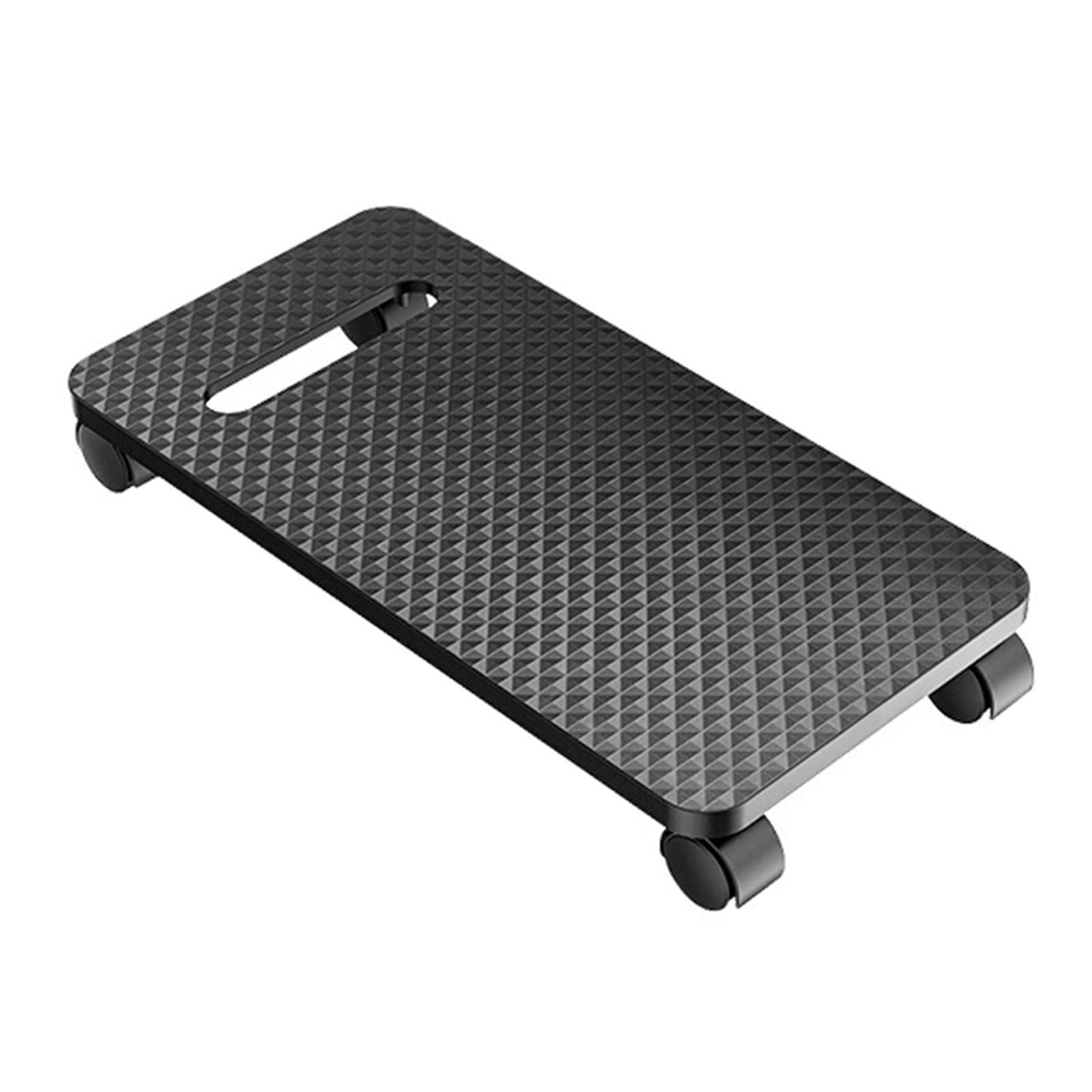 Carrito ajustable para computadora con asa fácil de transportar, textura de fibras de carbono, base de soporte móvil para torre de computadora