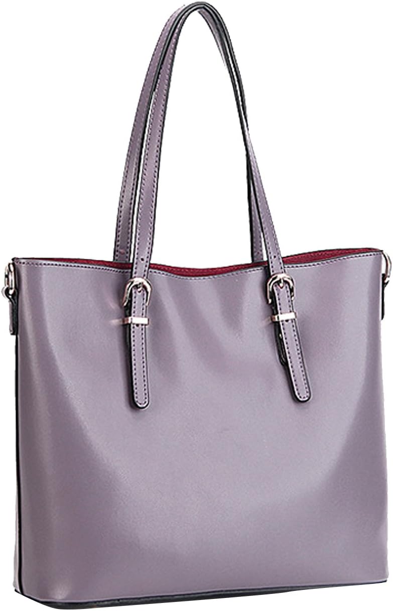 Womens Fashion Genuine Leather Top Handle Satchel Light-Purple