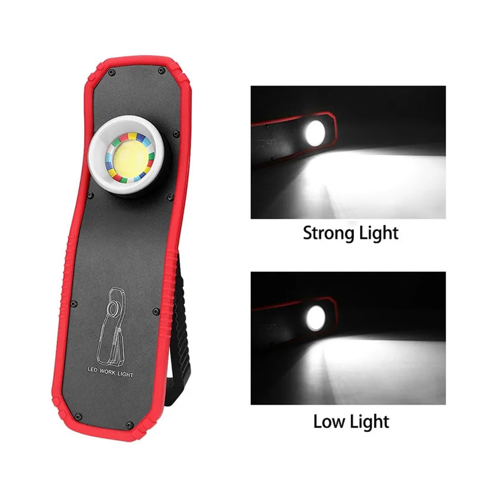 Torche LED Projecteur Portable COB, Lampe De Travail Magnétique, Rechargeable Par USB, Poche Pour Tente Camping, D'éclairage Réparation Avec Crochet Suspension pour camping(Yellow Light)