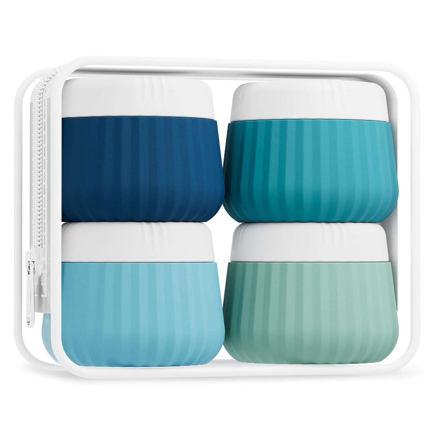 4-Pack Travel Size Silicone Toiletries Containers – TSA Approved, Leak-Proof, Oval-Shaped, Multi-Color Refillable Jars for Creams, Lotion, Balm, Makeup, Skincare-image-41