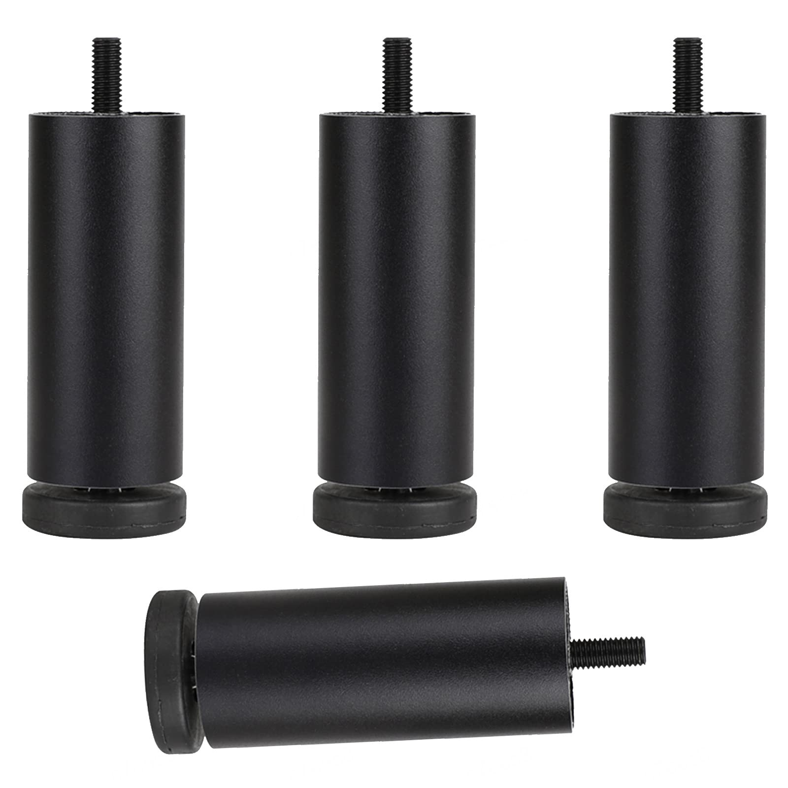 Pxzybd Black Furniture Leg M8 Bolt,Table Legs Metal,Height Adjustable Furniture Feet,Desk Legs,Replacement Furniture Leg 6Cm 8Cm 10Cm 12Cm 15Cm 18Cm 20Cm 25Cm,4 Pcs,For Bathroom Kitchen,-15Cm/5.9In