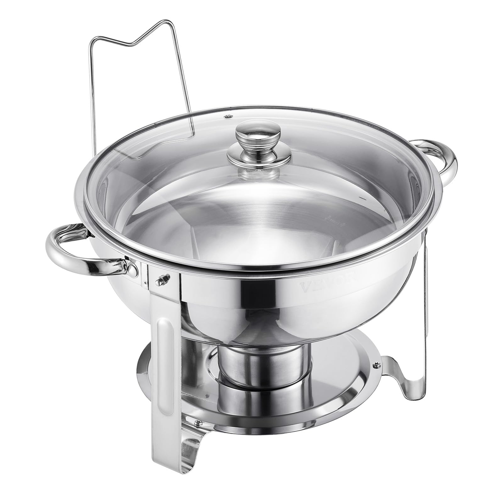 VEVOR Chauffe-Plat 4PCs 4,7 L, Buffet Chauffant Rond, Réchaud en Acier Inoxydable, avec 4 Bacs Pleine Grandeur et Couvercle en Verre, pour Buffet Libre-Service Hôtel Traiteur Restauration, Argenté