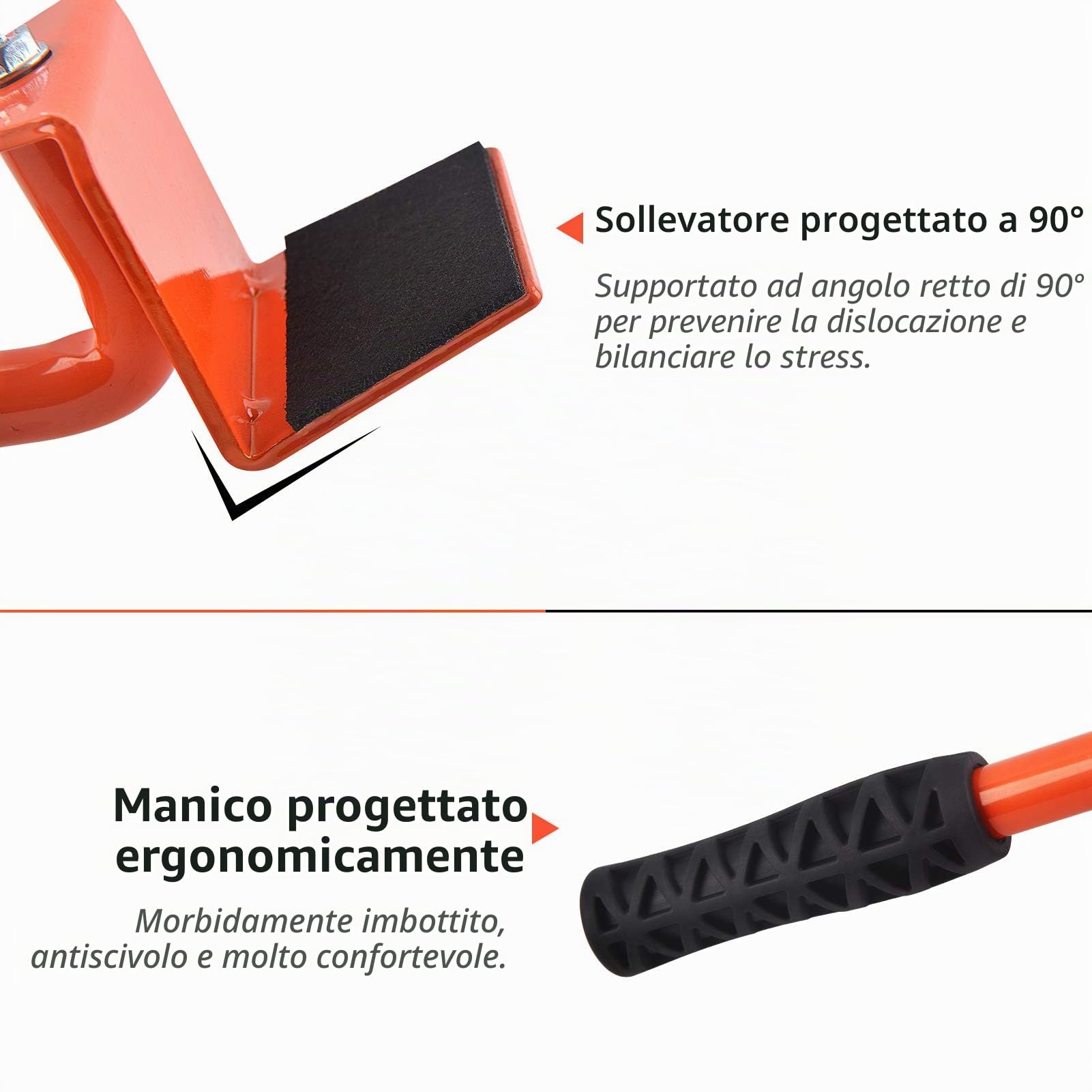 Ronlap Rullo di trasporto per mobili da 200 kg, 9 pezzi 4 rulli per mobili e 1 sollevatore di carico e 4 dispositivi di sollevamento, ausilio per lo spostamento di mobili pesanti, Arancione