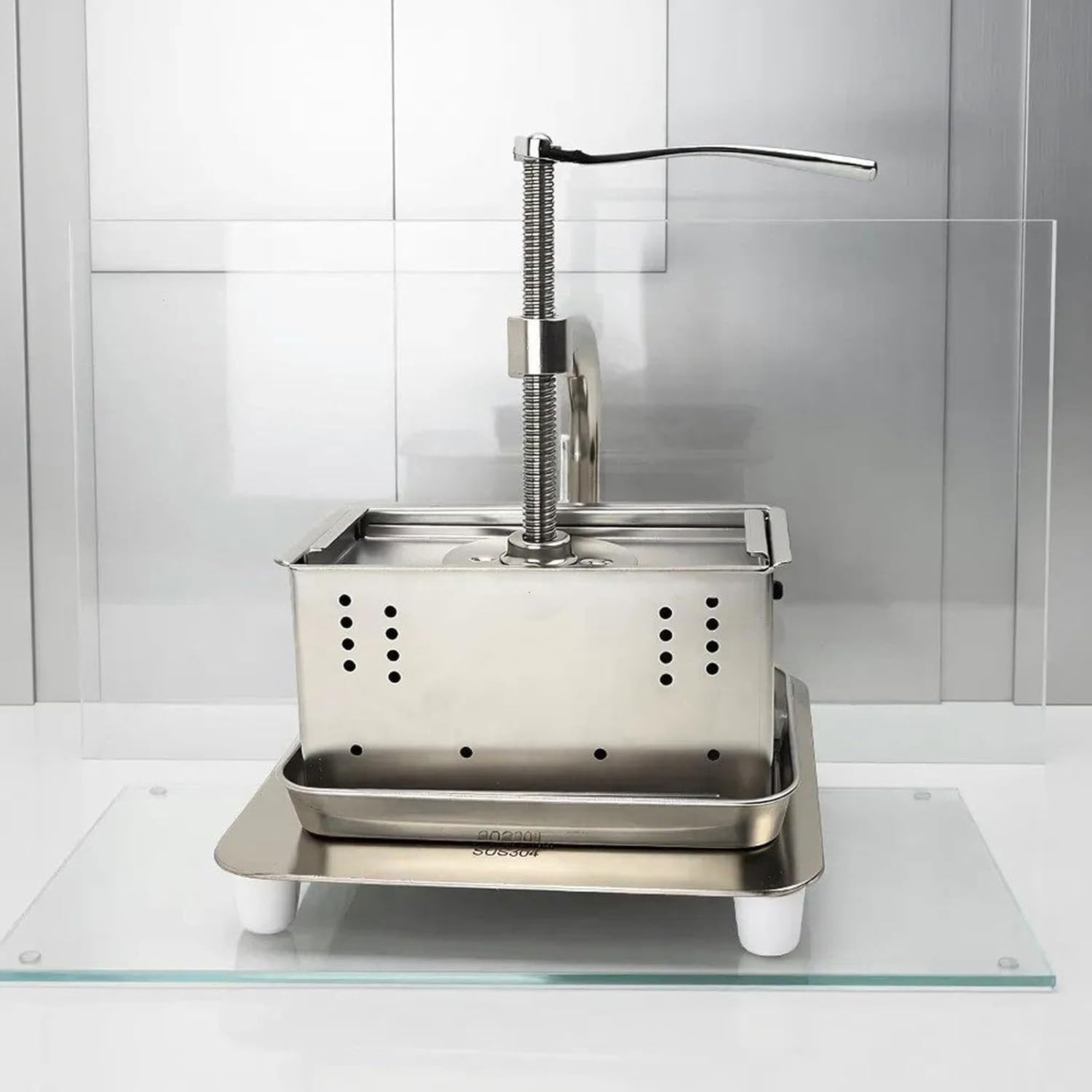 Tofu-Presse, 2 l Edelstahl-Form, leicht zu reinigen und abnehmbar, Hebel-Design für den privaten und gewerblichen Gebrauch, perfekt für Restaurants und Kantinen
