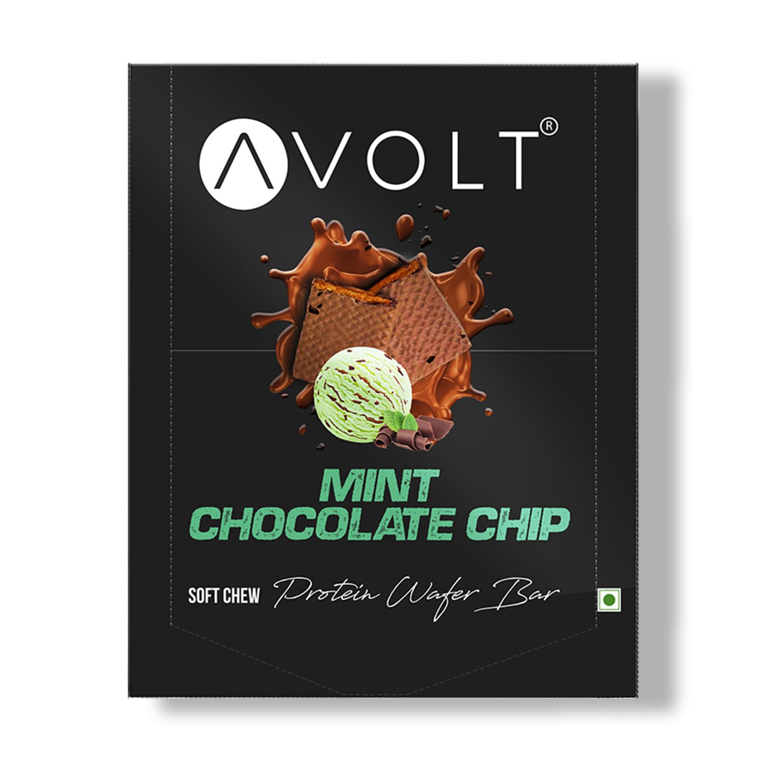 Avolt Mint Chocolate Chip Protein Wafer Bars with 15g Protein | Gluten Free Snack with Dark Chocolate & Refreshing Mint Flavour - Energy & Immunity Booster for Fitness (Pack of 6)-image-16
