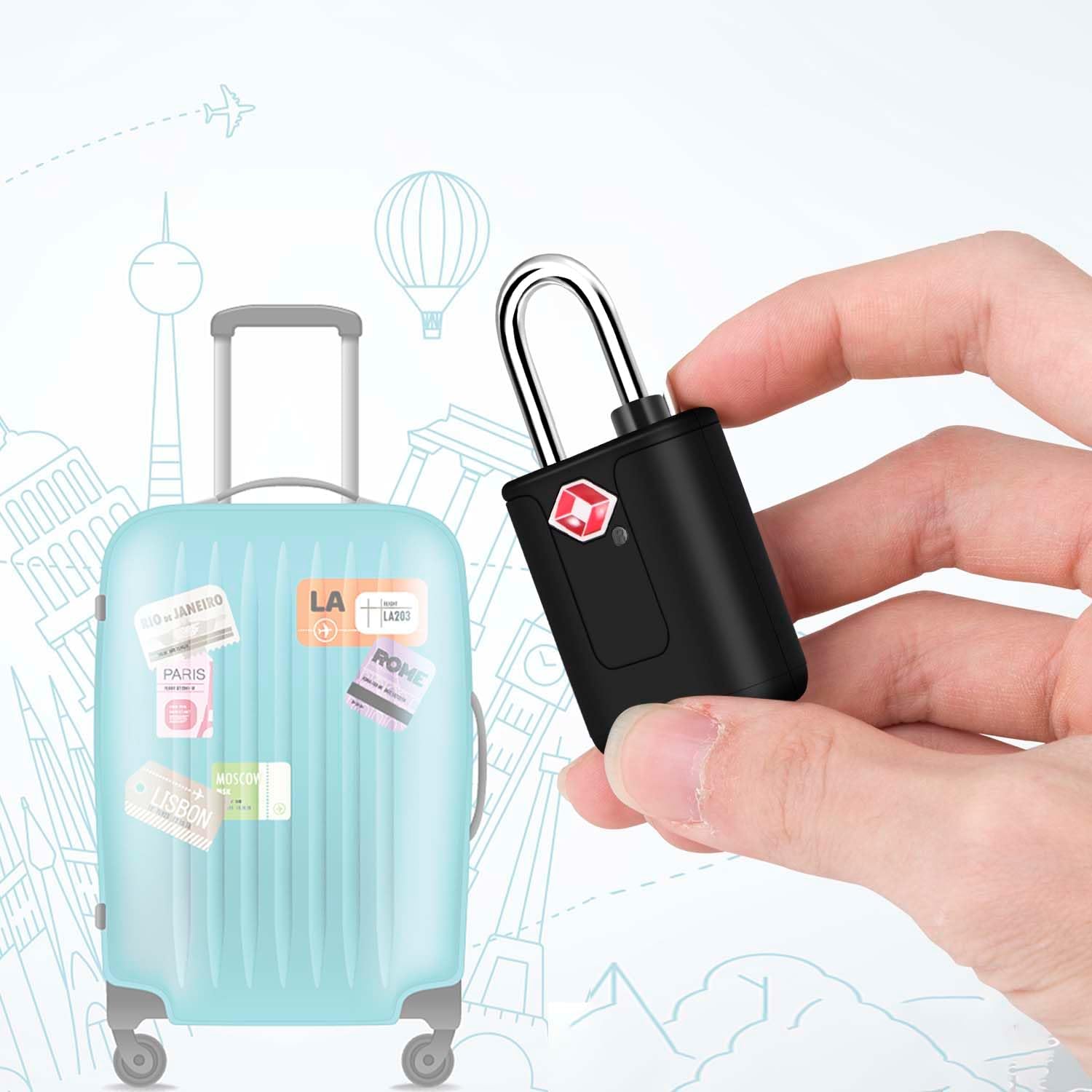 2 Pack TSA Approved Travel Luggage Locks with Keys, Keyed Suitcase Padlock, Zipper Small Locks, TSA Accepted Compatible Padlocks for Suitcase, Backpack, Gym Locker, Jewelry Box, Anti Theft-Black