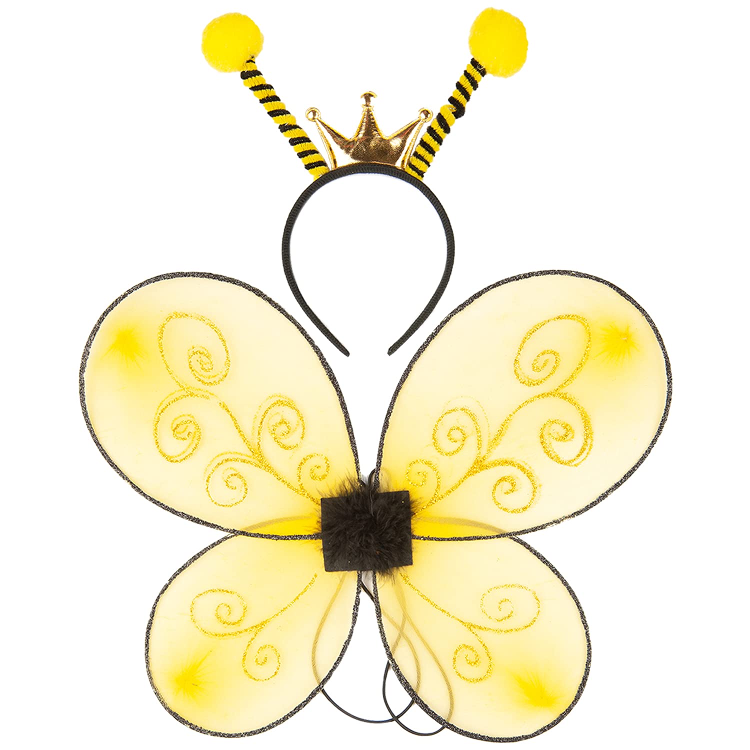 Funcredible Bee Headband and Bee Wings - Bumble Bee Halloween Costume for Women - Bumble Bee Antenna Headband - Bumblebee Costume Accessories for Kids and Adults