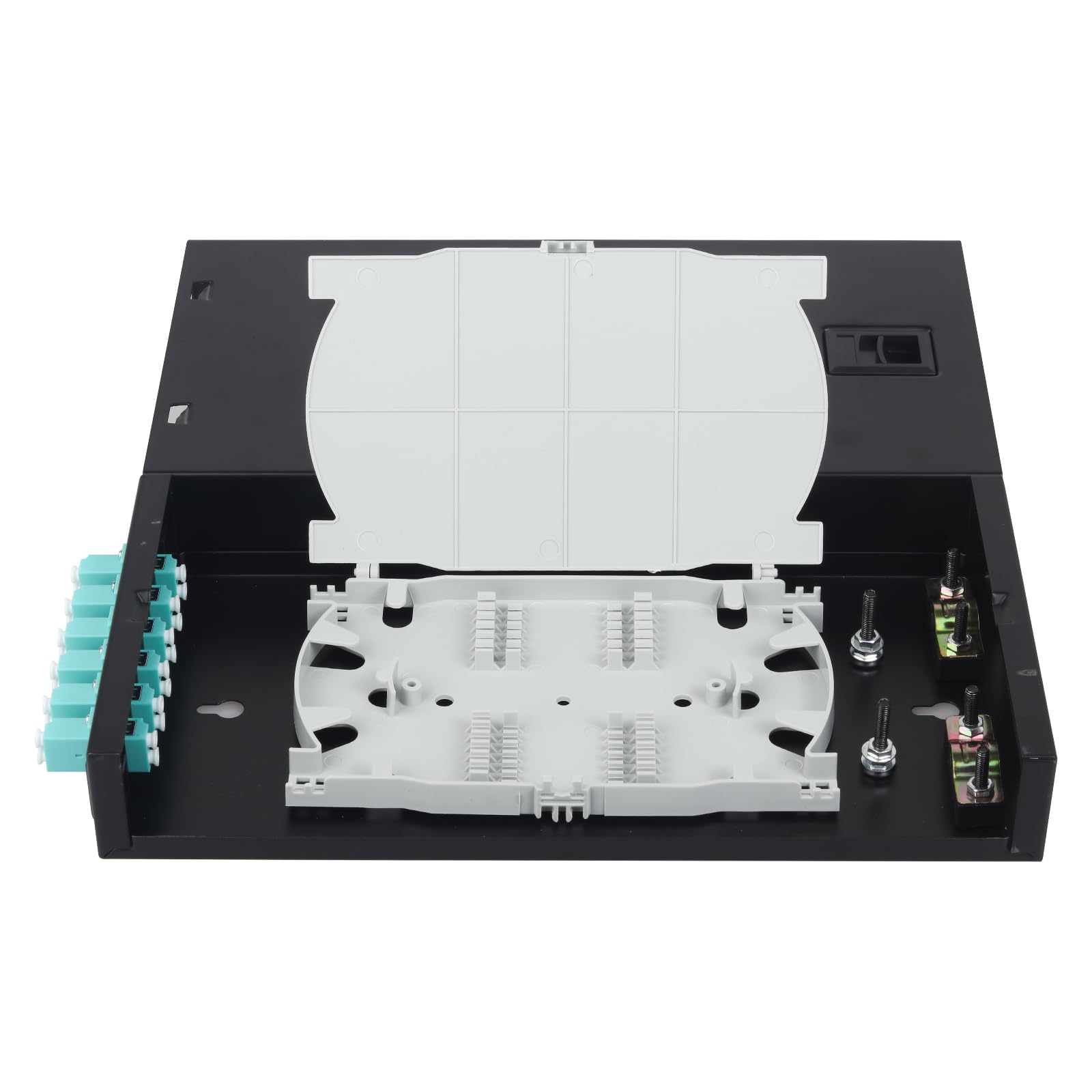 LC-MM LC-OM3 Boîtier mural en fibre optique duplex 12 ports avec bobine multimode LC-OM3 (comprend 1,2 m Pigtail et 6 coupleurs)