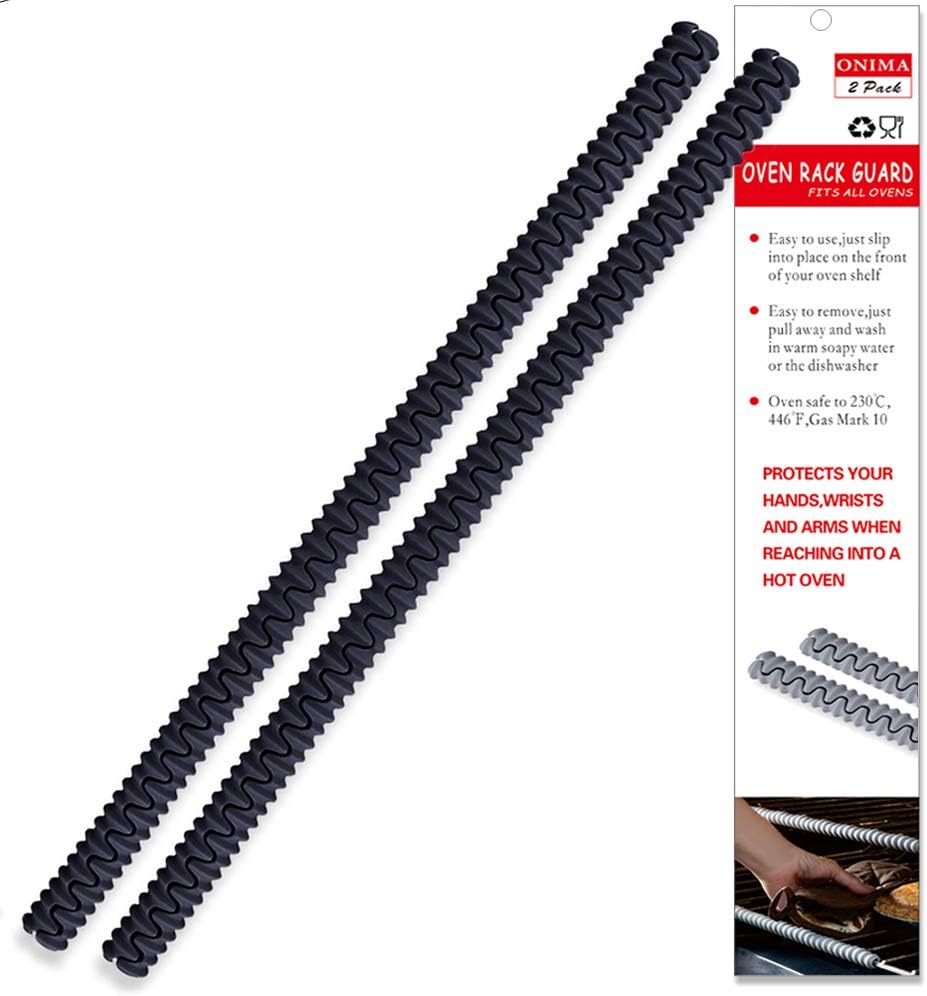 2 Pack Silicon Oven Rack Shields Oven Rack Guard Against Burns and Scars,Food Grade,FDA Approved,BPA Free,Heat Resistant to 230C/446F (Black)