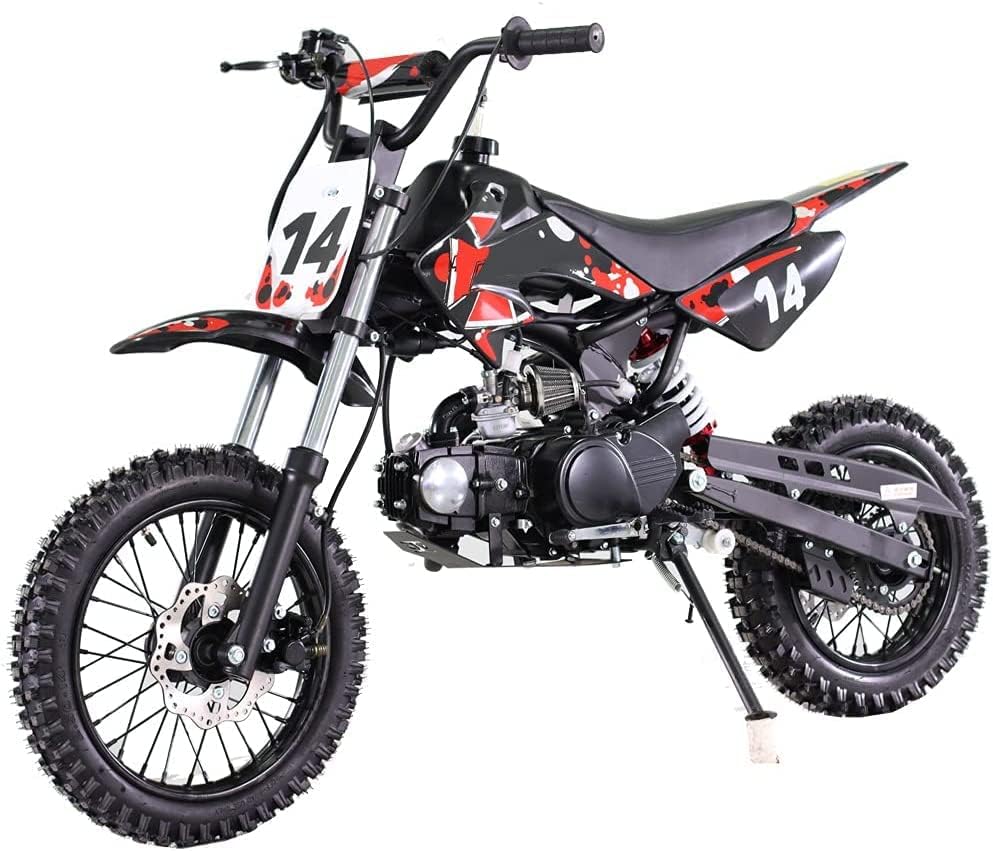 HHH 110cc moto de cross Tao Tao Motors DB14 Motocicleta para motocross Pit Gas bike Moto de cross a gas Pitbike 110cc Moto de cross para niños (Rojo)