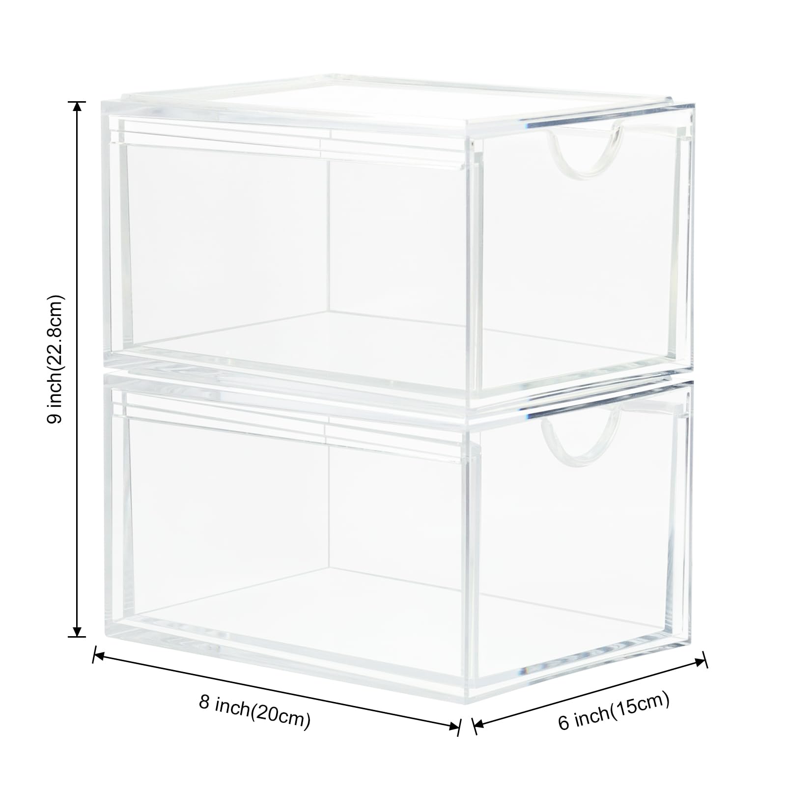 Dezzer Cassetti Organizzatore Cosmetici,2 Pezzi Acrilico Impilabile Cassetti Organizzatore,Trasparente Organizzatore Bagno,Organizzatore Trucco Per Vanity,Cucina, Bagno,Camera Da Letto