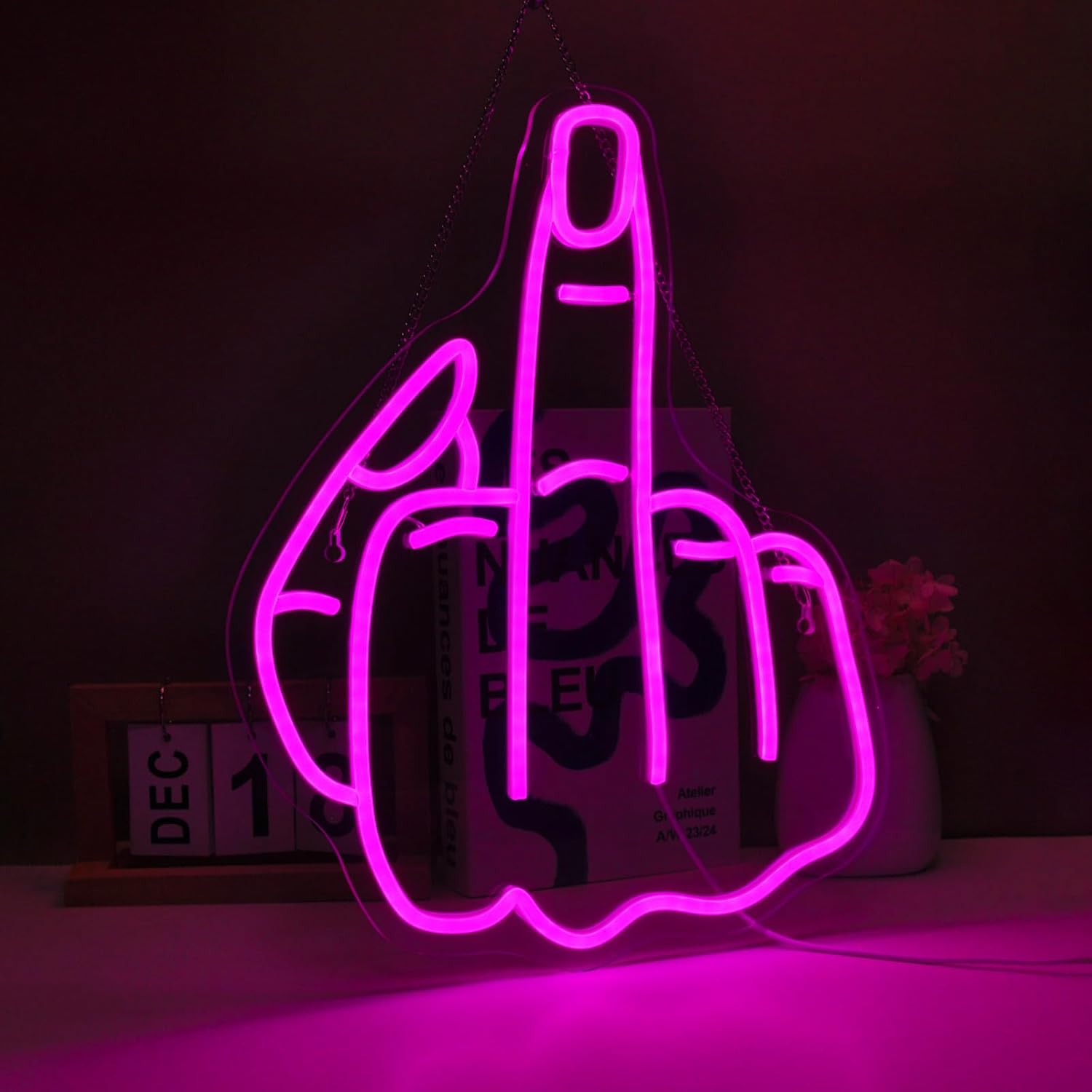 Finger Neon Sign Led Light Up Signs for Wall Decor Usb Powered Neon Light Signs Indoor Light for Room Decor Holiday Gift