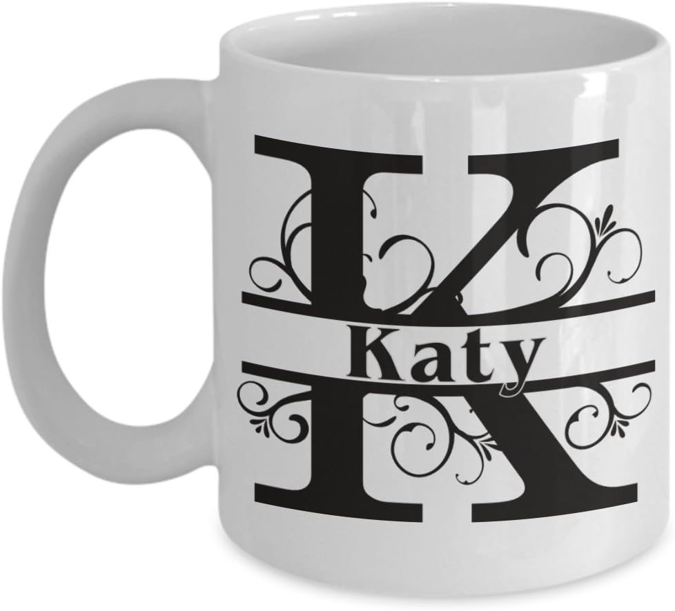 Katy Coffee Mug First Name Monogram Personalized Ceramic Tea Cup Gift Girl Woman Named Custom Novelty