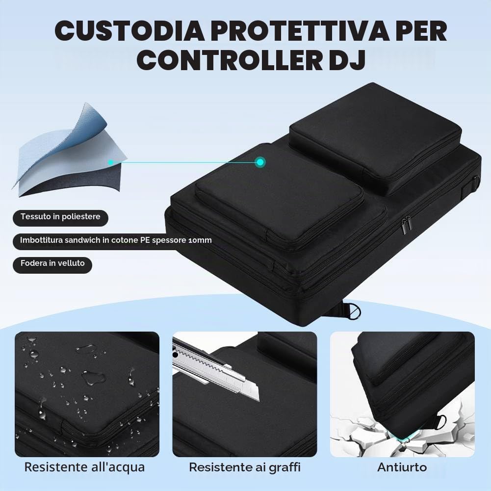 Janjunsi Borsa da trasporto viaggio per Pioneer DJ DDJ-SR2 / DDJ-SR | Custodia da Protettiva per Native Instruments Traktor Kontrol S4 Mk3 per Hercules Inpulse 500 con tracolla Zaino