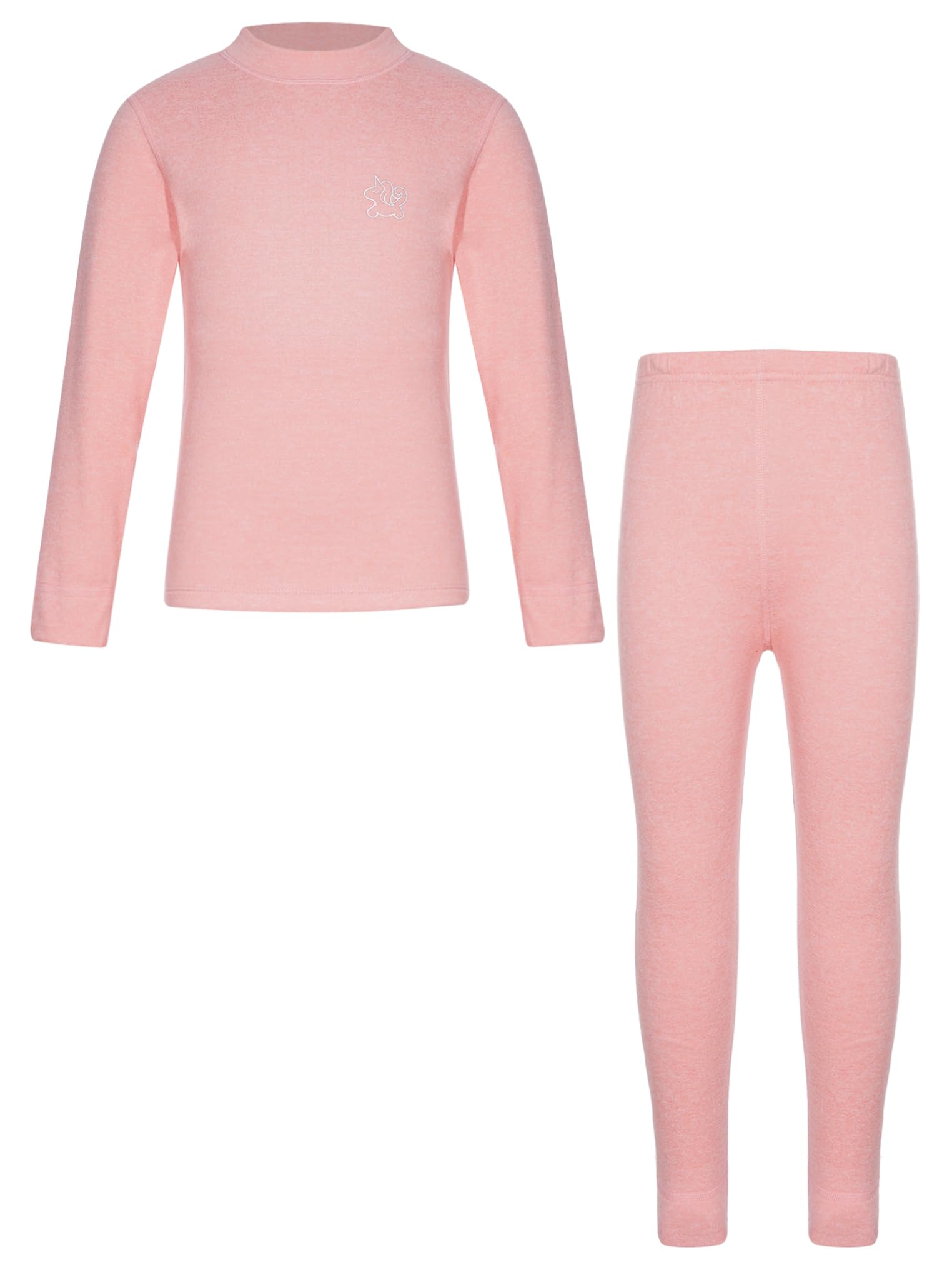 YEAHDOR Kids Boys Girls Thermal Underwear Set Base Layer Long Johns Set Mock Neck Thermal Tops and Bottoms Pink 2-3 Years