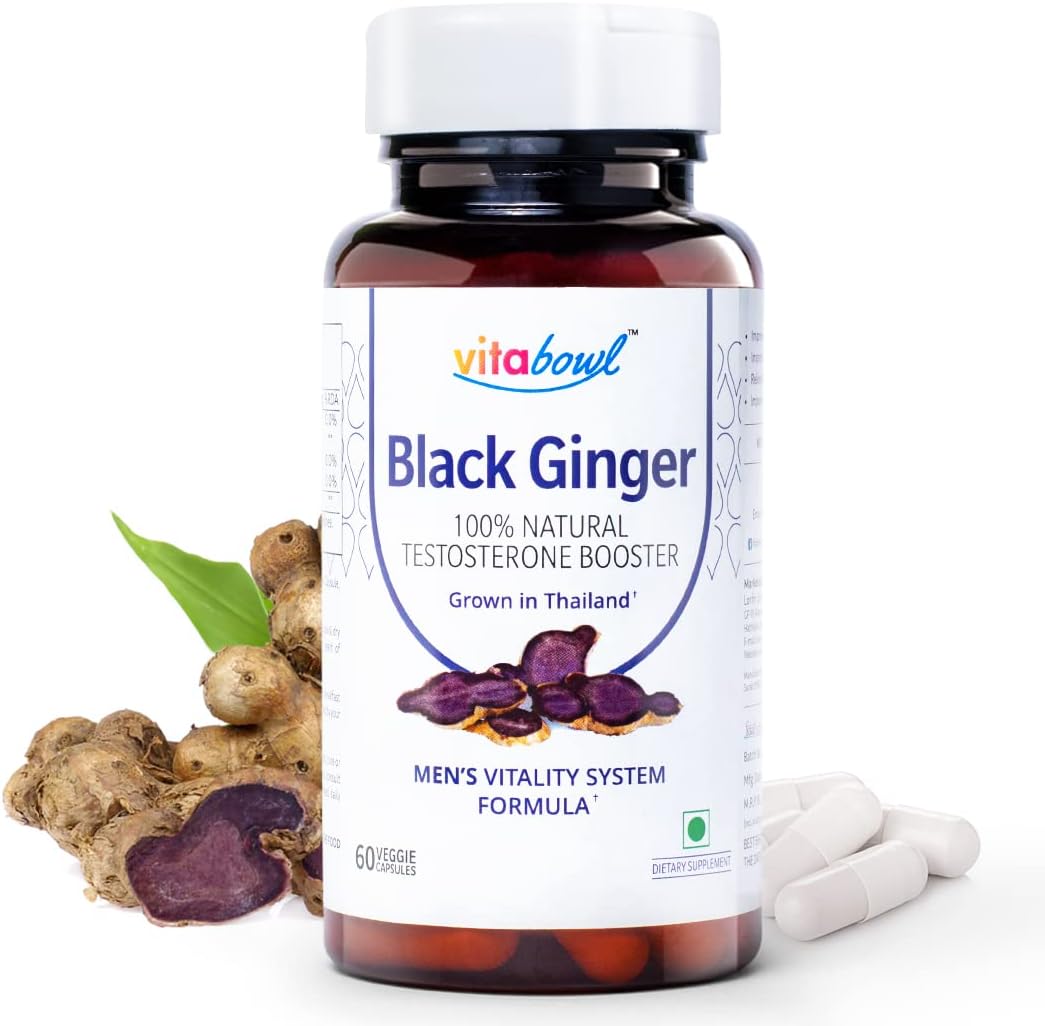 Black Ginger Capsules 1400 mg | Contains 1% DMF (5,7-Dimethoxyflavone) | Thailand-Sourced Kaempferia Parviflora for Energy, Endurance, Blood Circulation & Metabolism (60 Capsules)