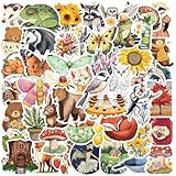 50 Pcs Forest Woodland Wildlife & Botanical Stickers, Waterproof Vinyl Cottagecore Nature Jungle Decals for Laptop, Water Bottle, Journal, Scrapbook & Planner Decor