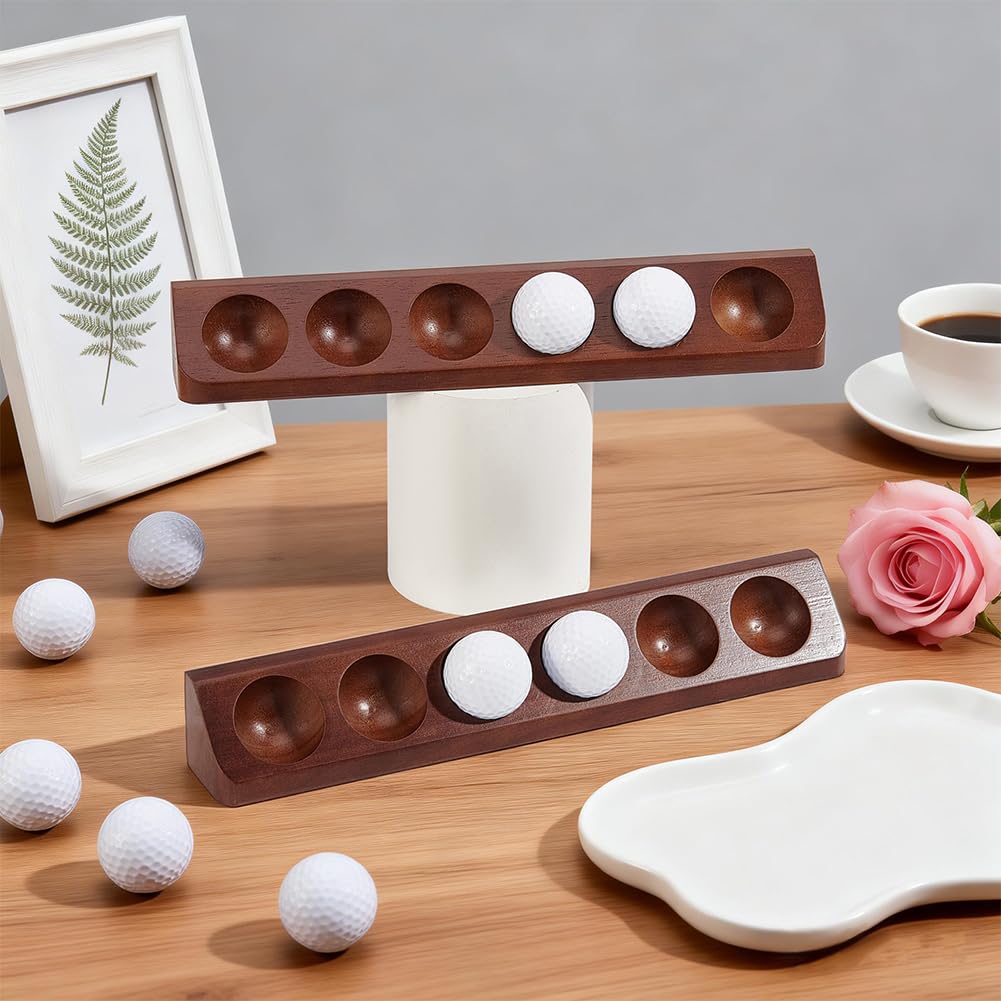 UNICRAFTALE Support de Présentation de Balles de Golf 2 Pièces Bois Mural 12 Balles 34x5x5cm