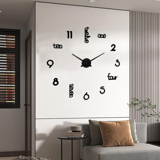 Reloj de Pared Moderno 3D Acrílico Silencioso Decorativo Negro miniatura 4