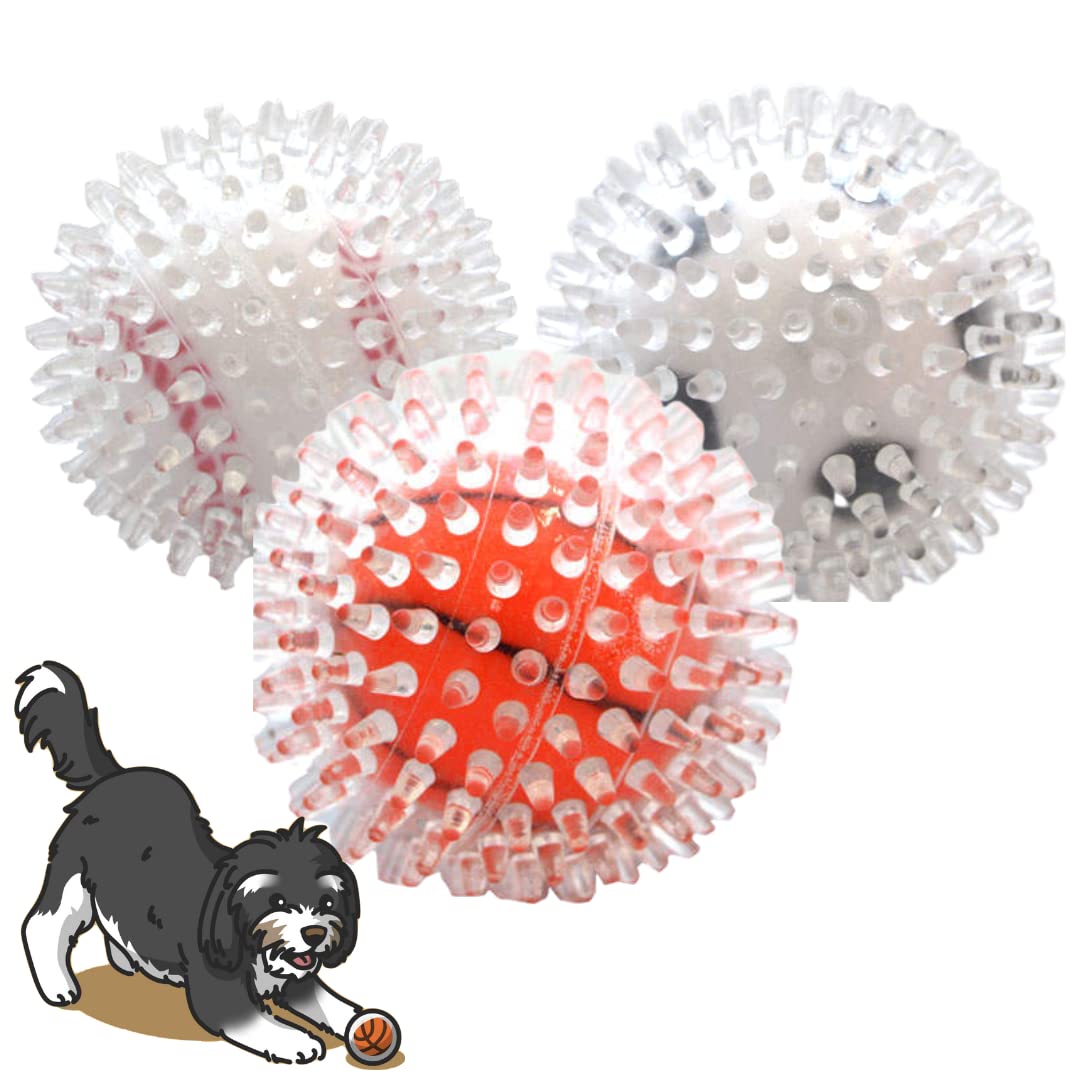 Puppy Party 3.5" Squeaky Spiky Dog Balls 3 Pack - Premium Durable Non-Toxic Rubber, Double Layered for Added Toughness, Great for Medium to Large Dogs
