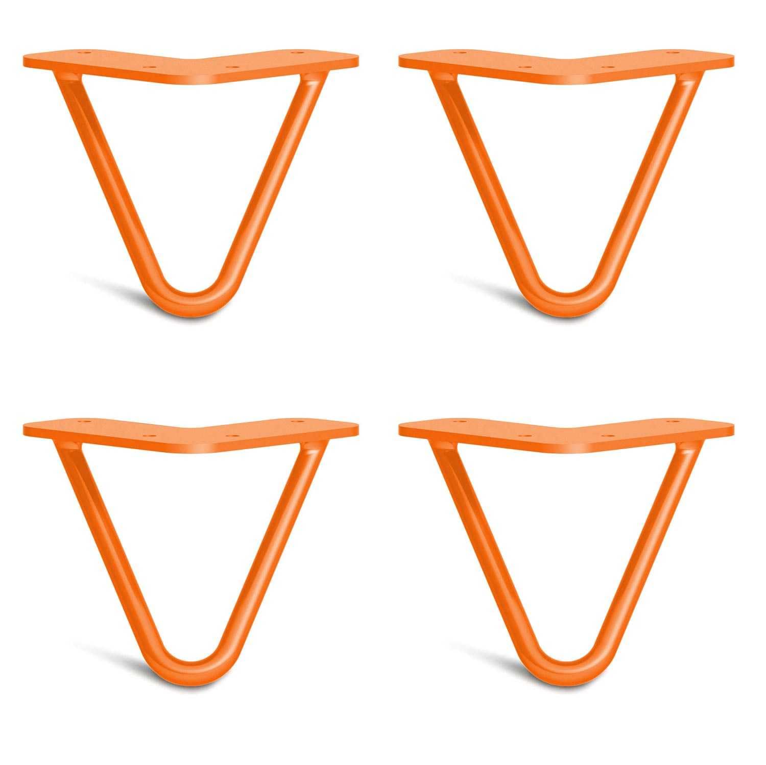 [HLC] 4 x Hairpin Table Legs – Superior Double Weld Steel Construction With Screws, Build Guide & Protector Feet Worth £8 Included! – 10mm Steel [4"/10cm,Orange]
