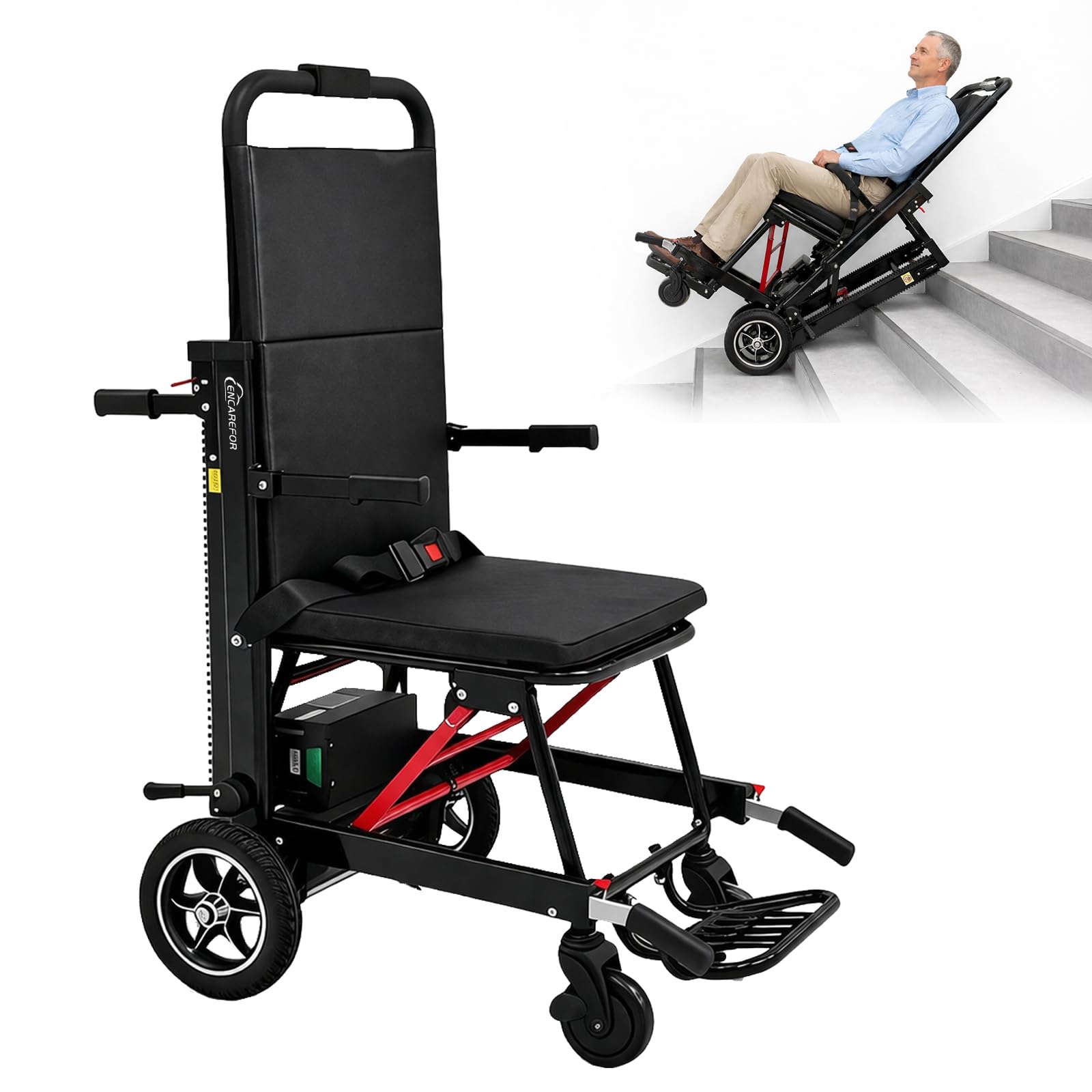 Fauteuil Roulant Monte-Escalier Électrique 2026, 33 Kg Avec Batterie Pour Adultes, Capacité De Charge 165 Kg, Pliable Et Léger, Usage Intérieur Et Extérieur, Chaîne Caoutchouc, Aide Électrique Pour Es