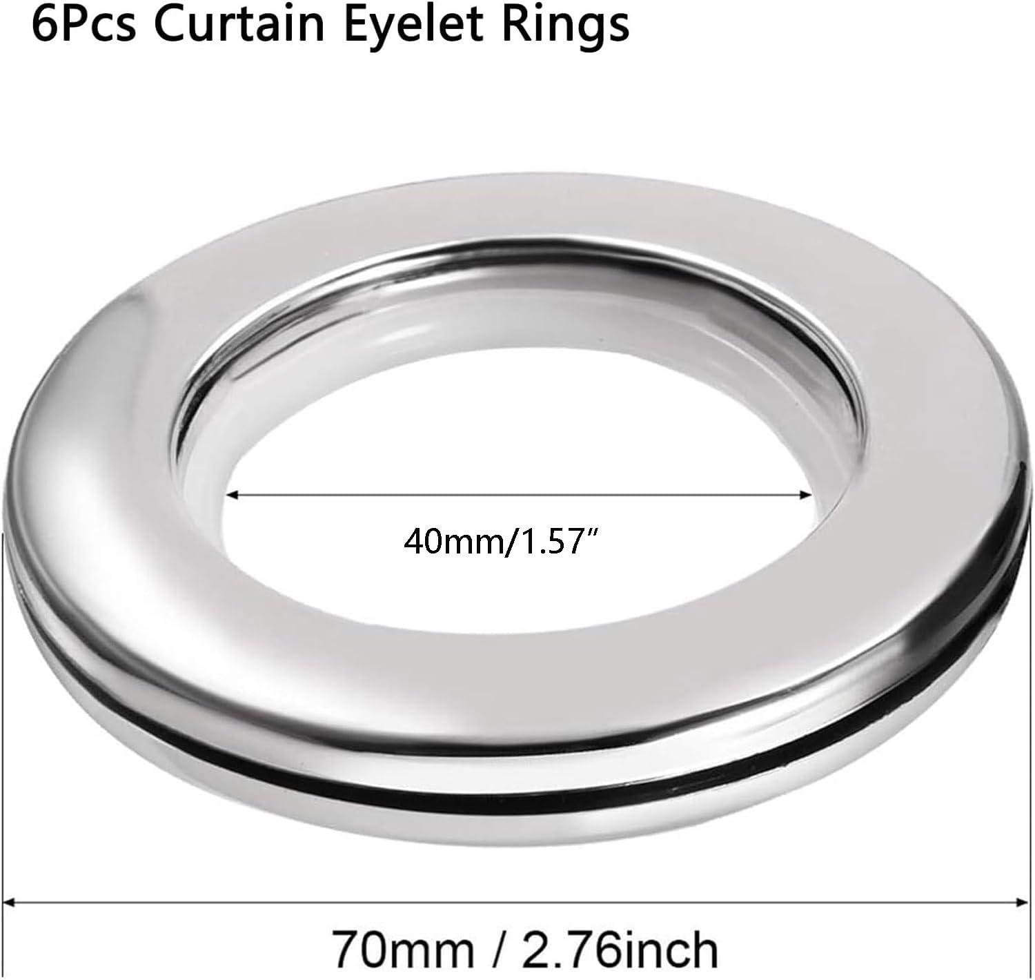 TA-VIGOR 6Pcs Curtain Eyelet Rings, 40mm Curtain Grommets Plastic Rings, DIY Nanoscale Silencing Roman Rings for Window Curtain, Shower Curtain, Locker Room Door Curtains, Frosted Silver - Image 2