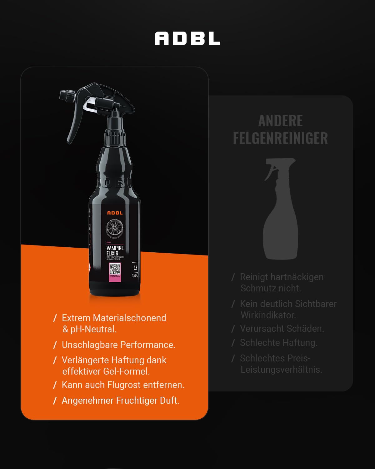 Felgenpflege Set: ADBL Vampire Elixir Felgenreiniger 5L Premium Felgenreiniger Alufelgen + Ablasshahn & Sprühflasche 500ml - schonende & gründliche Reinigung für Alufelgen & Stahlfelgen | 3-teilig