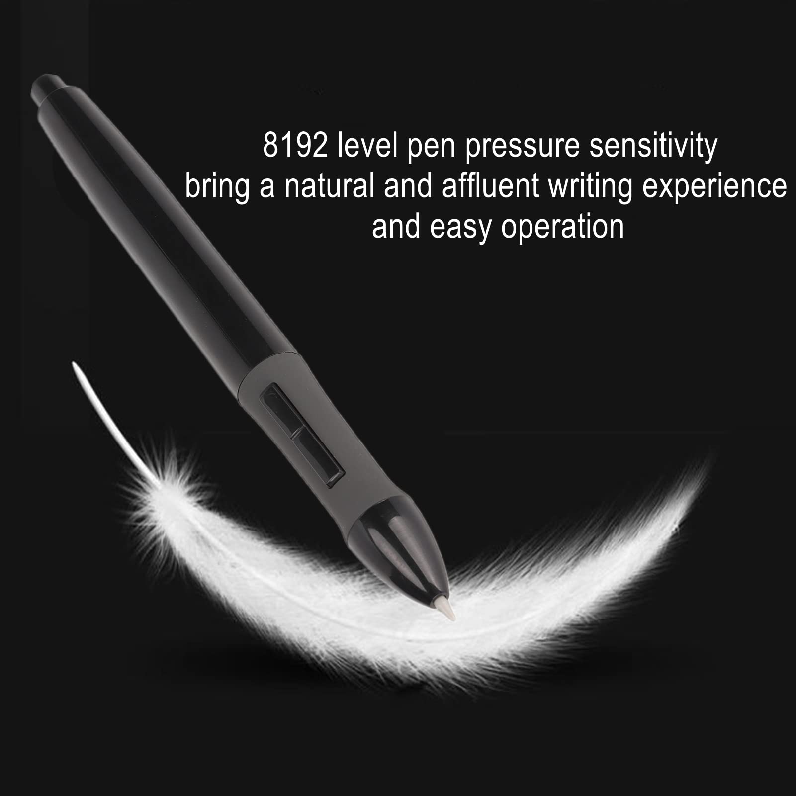 Penna Digitale per Tavoletta Grafica, Penna Stilo 8192 Livelli di Pressione, Compatibile con Tavoletta Grafica GT Series, Nero