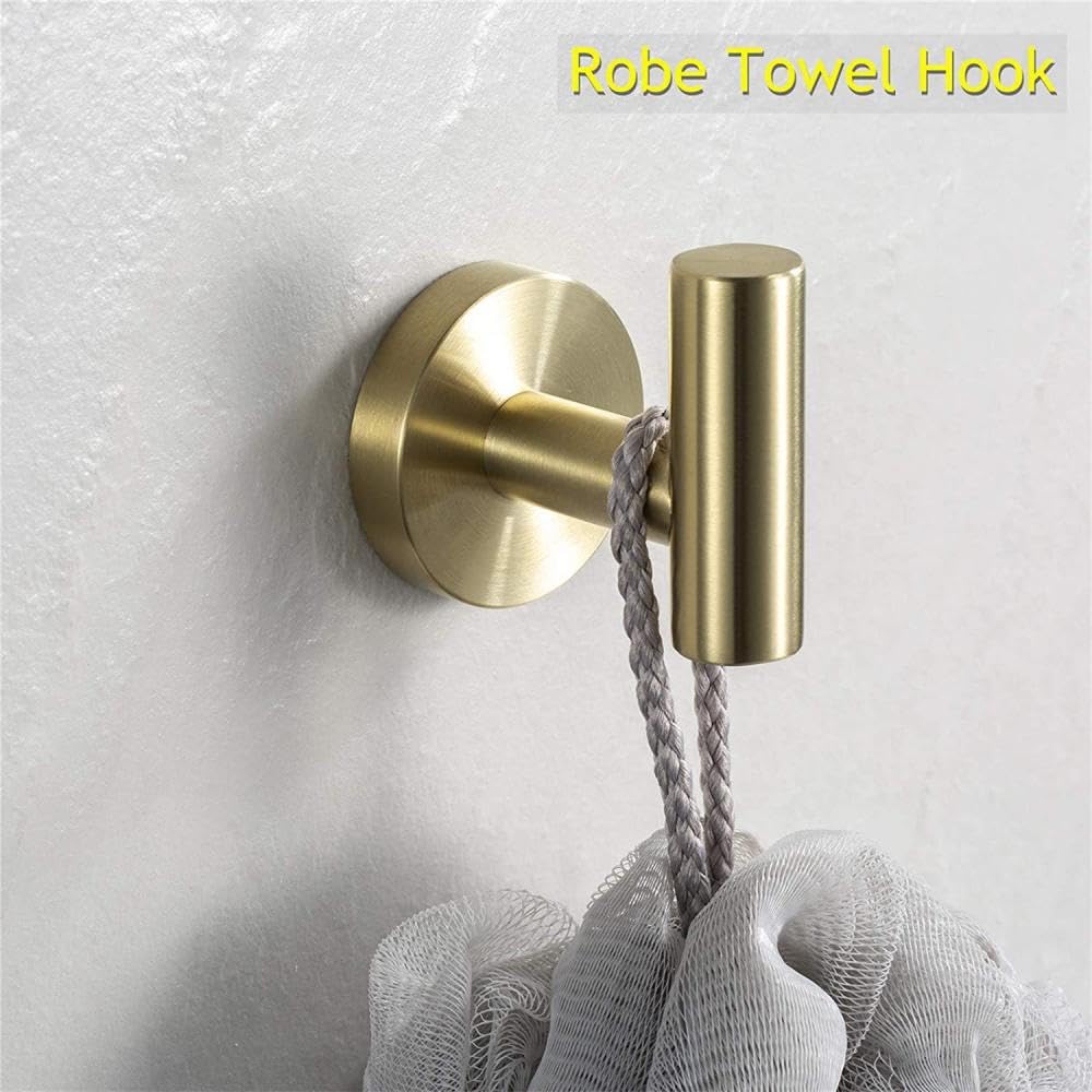 Juego de Accesorios de baño de Acero Inoxidable, Gancho para Bata, toallero, Barra, Estante, Soporte para Papel de Seda, Soporte para Cepillo de Dientes, baño, Juego de 6 Piezas Plateado