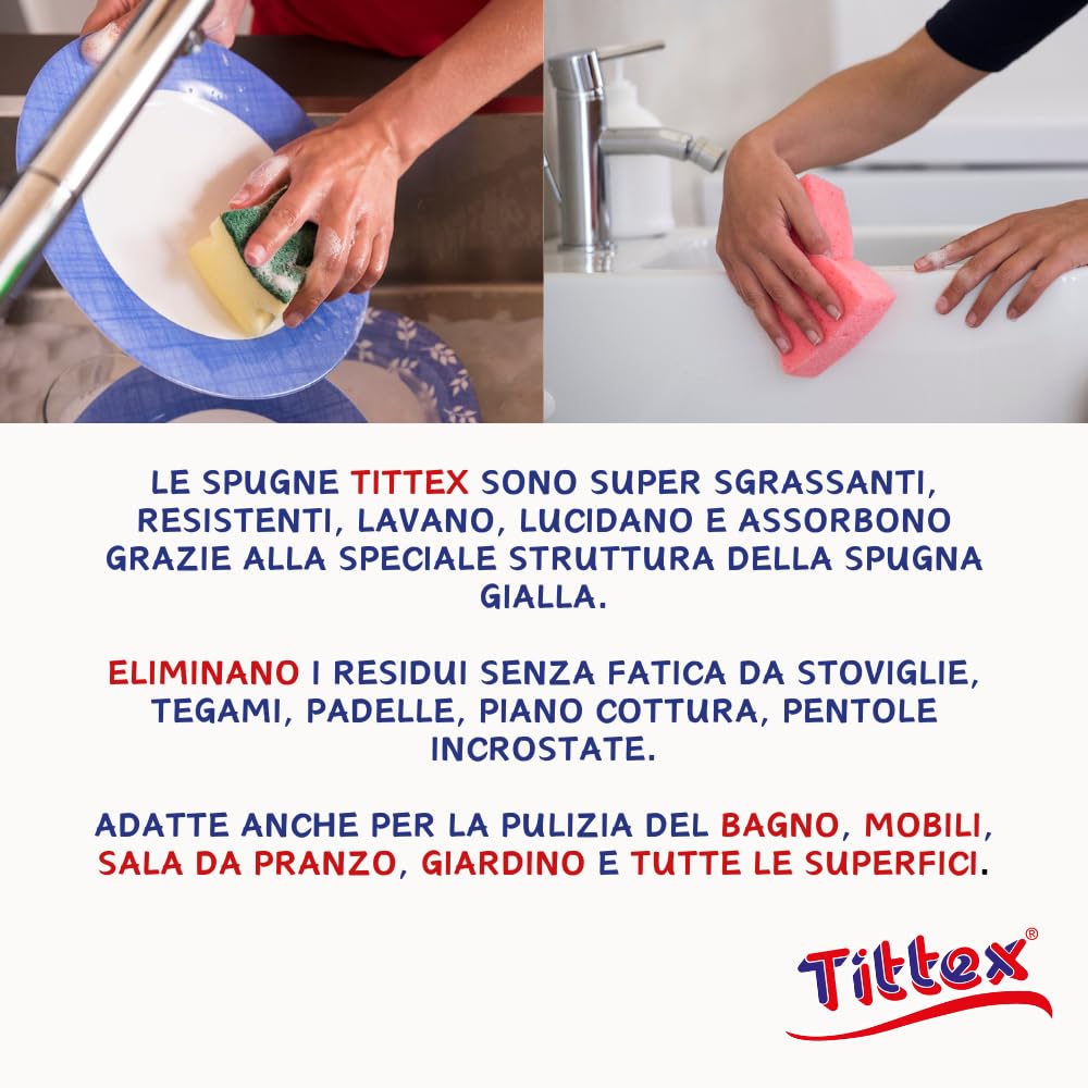 TITTEX Kit Pulizia Casa PRO: Spugne, Panni Microfibra, Panni Acciaio e vetri, Panni Pavimenti, Accessori Top per Pulizia Profonda! Set Prodotti Pulizia casa da 27 Pezzi, Borsa Shopping Inclusa