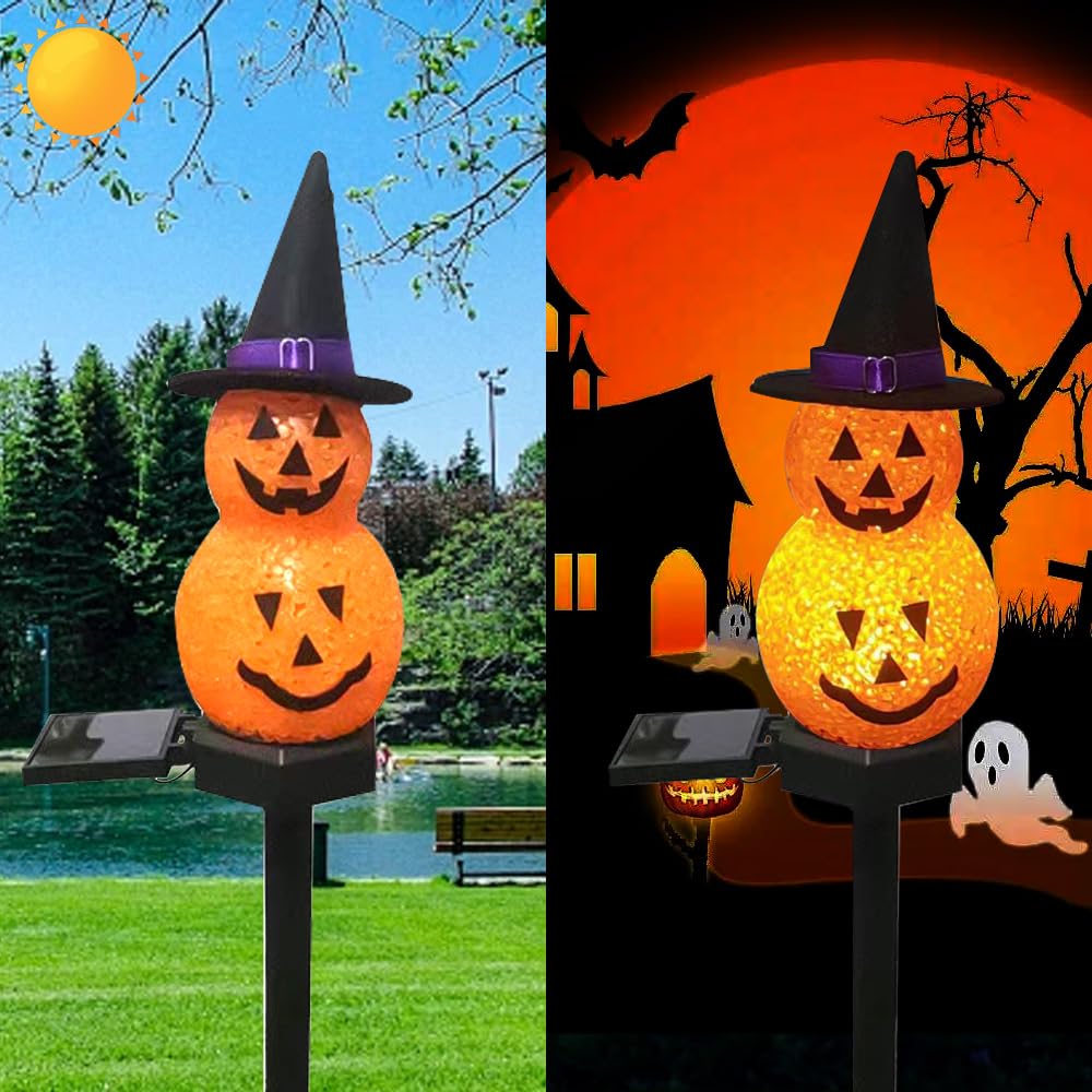 YZYOE LED Solar Powered Sticky Rice Snowman Ground Plug Light, Halloween Outdoor Atmosphere Decoration Light - Image 3