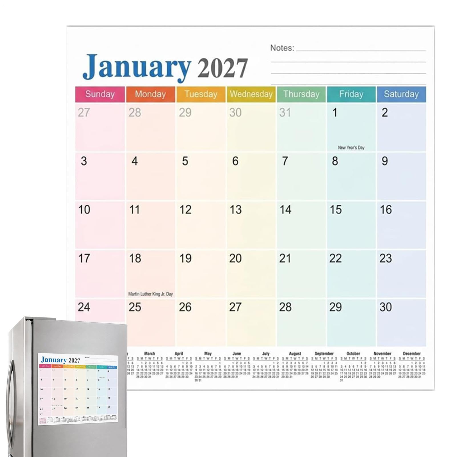 Kühlschrank Kalender Magnet 18 Monate Kalender Januar 2027 bis Juni 2028 | Büro Terminplaner Schrankmagnet Für Schließfach, Whiteboard, Schrank, Zuhause, Geschäft, Büro und