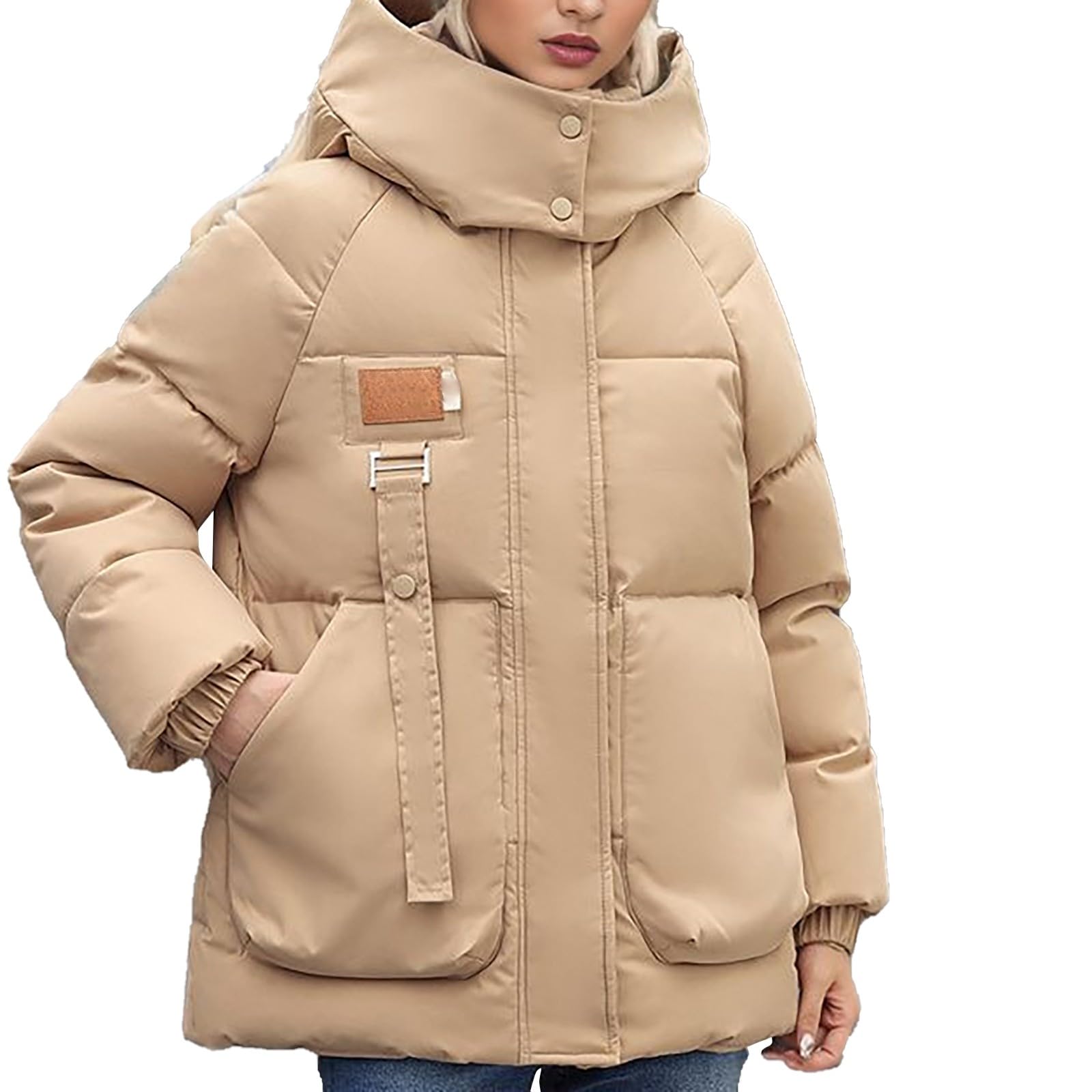 Piumino Addensato Con Cappuccio Staccabile In Tinta Unita Invernale Doppie Grandi Per Le Donne Giacca Trapuntata Da Parka Donna Mezza Stagione Trench Impermeabile Militare Blauer