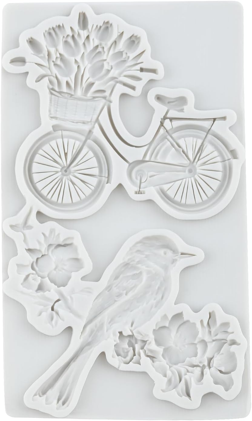Bird Silicone Mold Bird Flower Bicycle Polymer Clay Molds