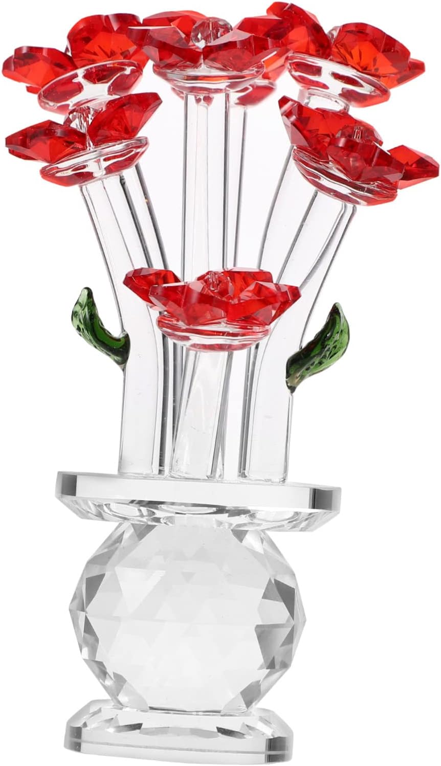 1pc Flower Decoration Elegant Crystal Ornament for Home Table Decor Stunning Watercolor Floral Figurine for Mother Day and Special Occasions