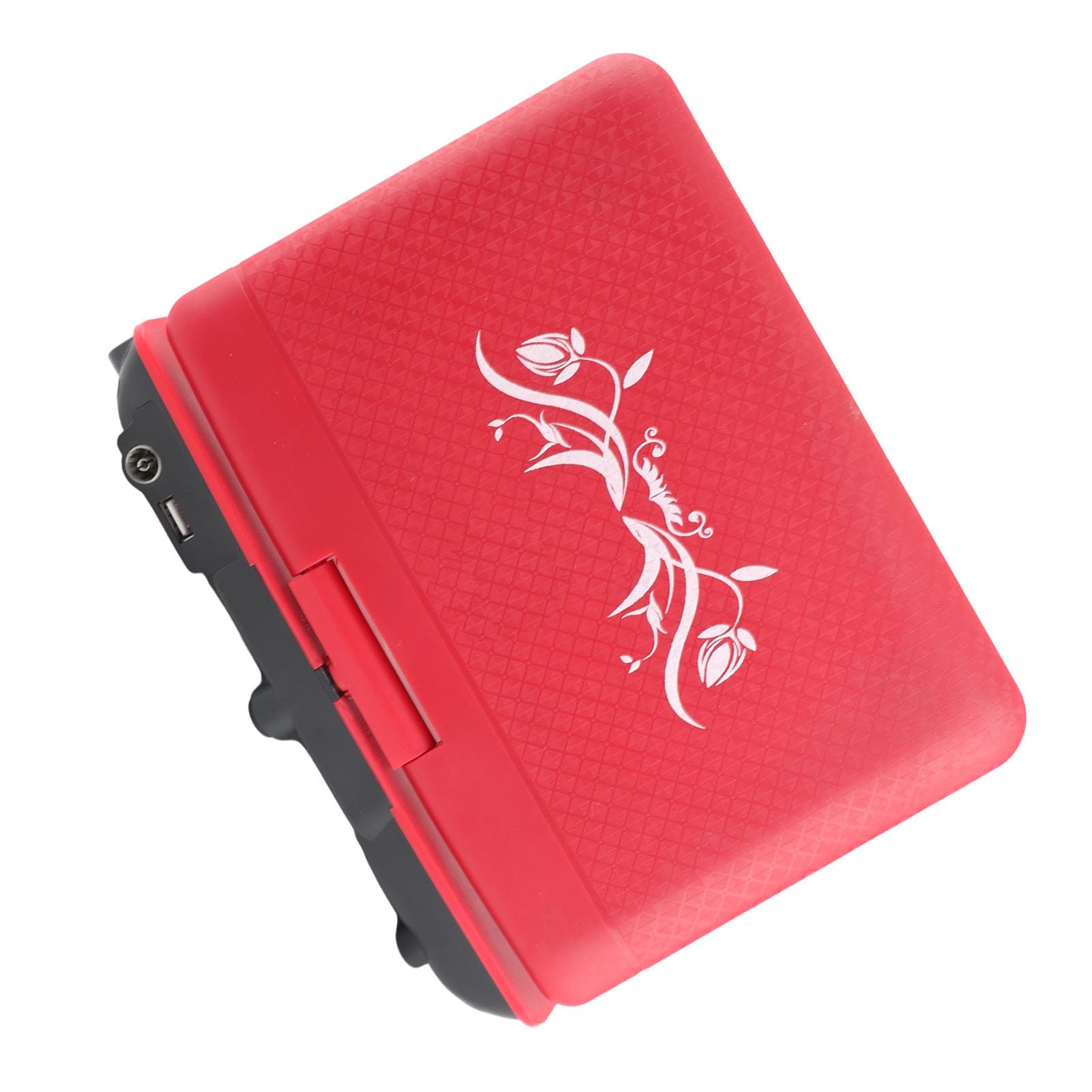 Lettore DVD Portatile con Ampio Schermo Girevole, Lettore DVD Mobile 806 1500mAh Ricaricabile, Supporta Sincronizzazione TV/Scheda SD/USB/Region (Rosso)