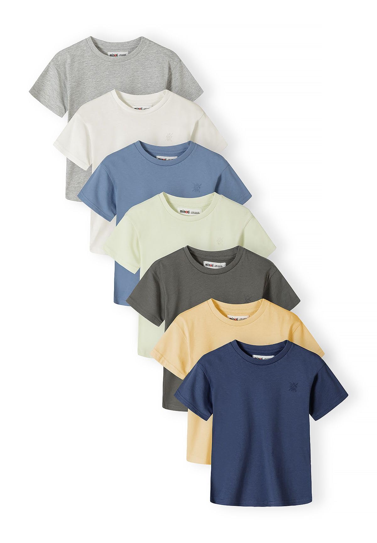 Minoti Jungen T-Shirt 7er Pack Baumwolle Kinder Basic Shirts mit Rundhalsausschnitt Set