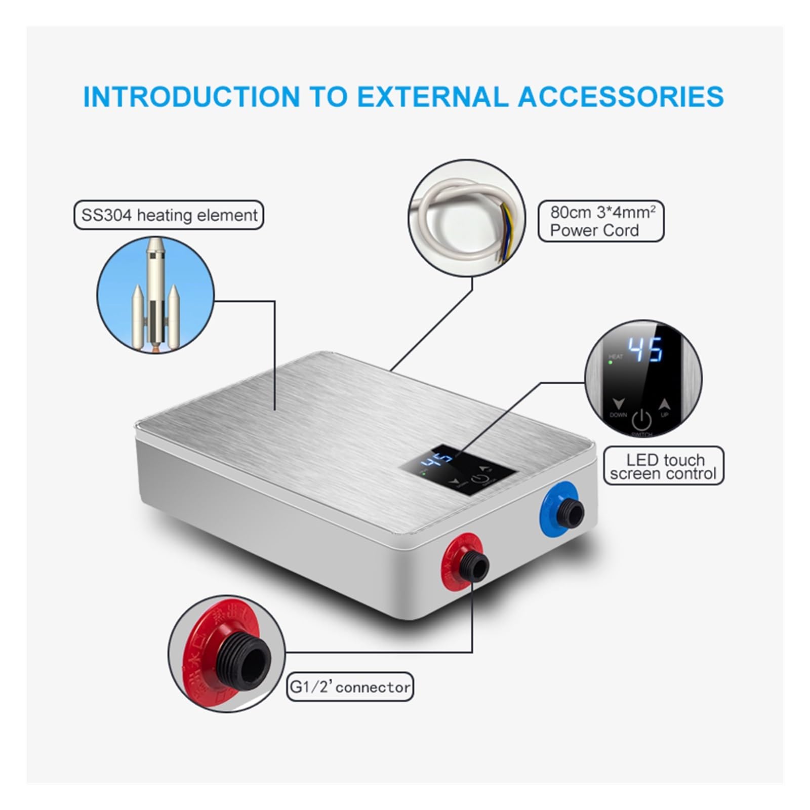 Scaldabagno Elettrico Istantaneo Doccia Rubinetto Del Bagno Riscaldatore Di Acqua Calda 6000W Display Digitale For Hotel Cottage Campagna Veloce E Comodo