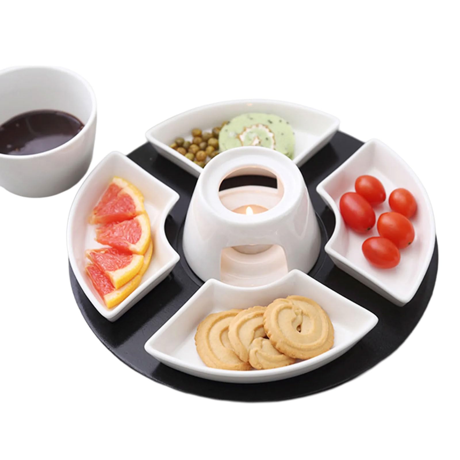 Tsophreniq Ceramic Serving with Excellent Heat Distribution Elegant Chocolate Fondue Set for Social Dining Event Elegant Serving Platter