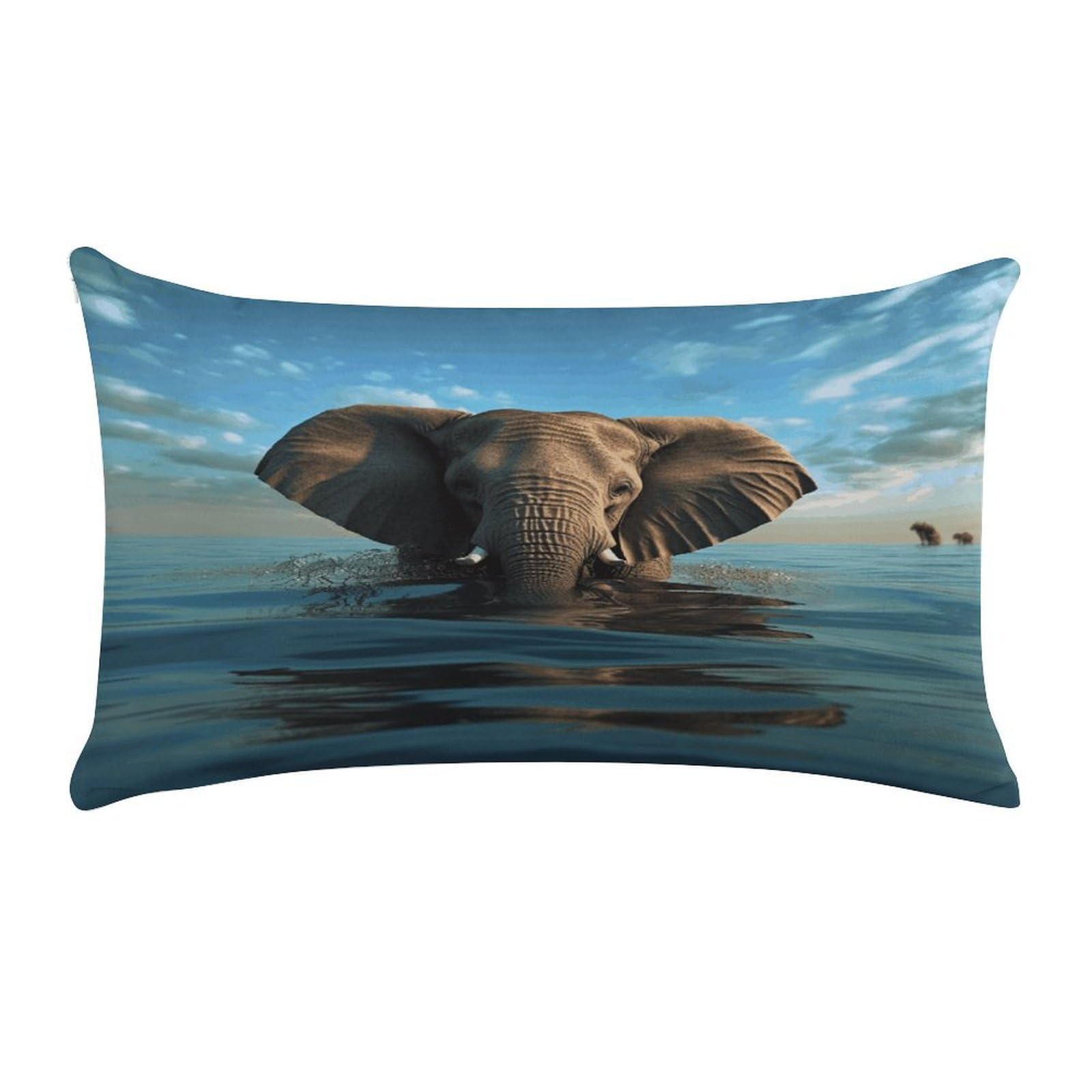 Elephant is Sitting in The Water Pillow Cover Super Soft Pillowcase Luxury Cozy Fuzzy Velvet Pillow Shams Breathable Standard Pillow Cases with Zipper Wrinkle-Free Pillow Cover 12 "×20 "
