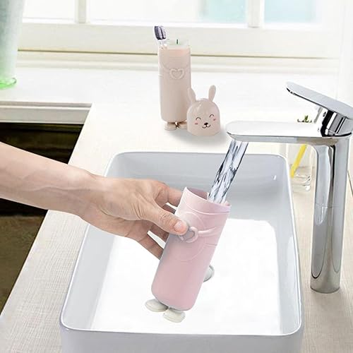 Miniatura 3 de YUANstore Caja de almacenamiento para cepillos de dientes de pasta de dientes, funda protectora portátil, taza para cepillo de dientes para viajes
