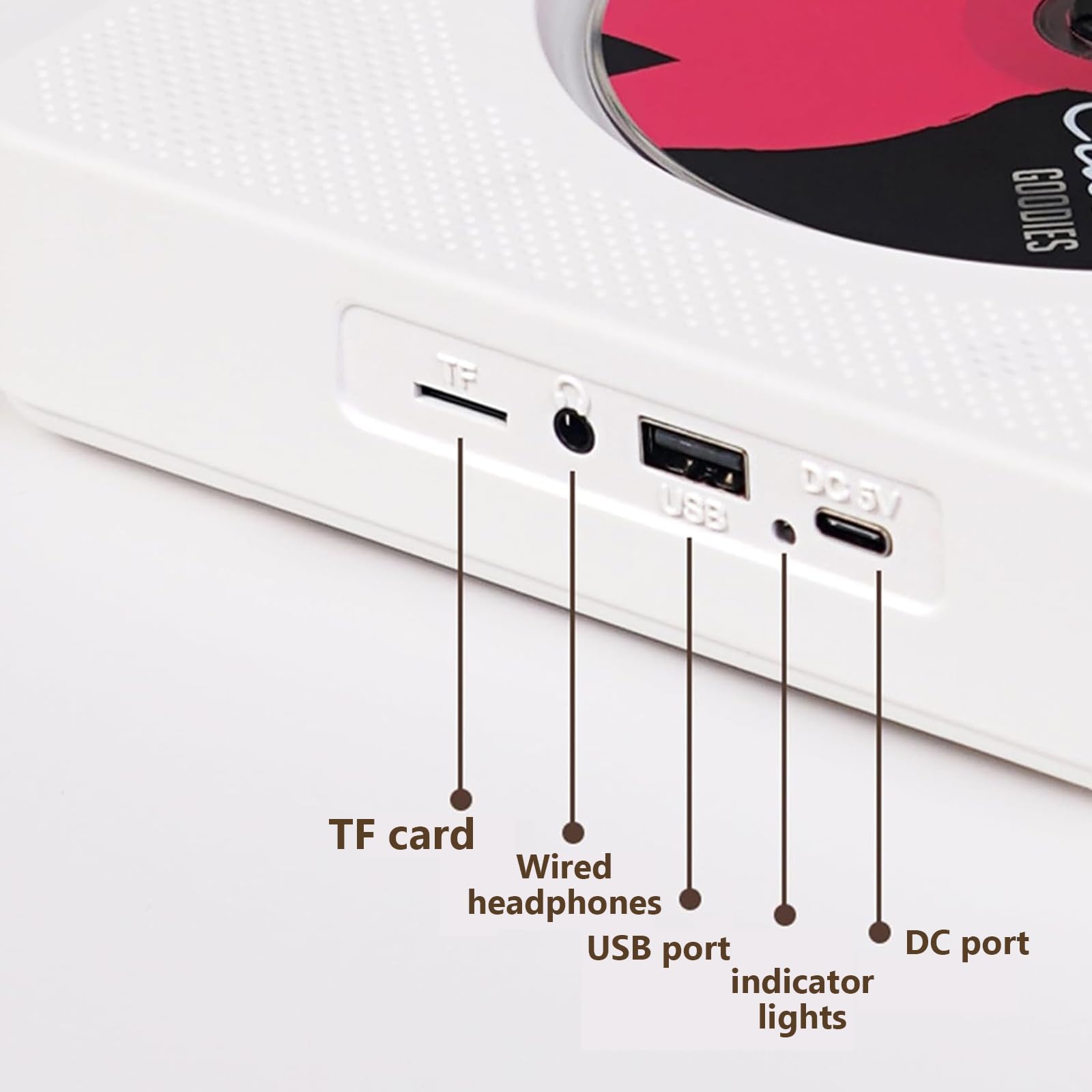 Ścienny odtwarzacz CD, przenośny odtwarzacz CD z Bluetooth 5.0, obsługuje płyty CD/CD-R/CD-RWMP3/WMA, z pilotem zdalnego sterowania, może być transkrypowany na dysk USB, do galerii domu i biura